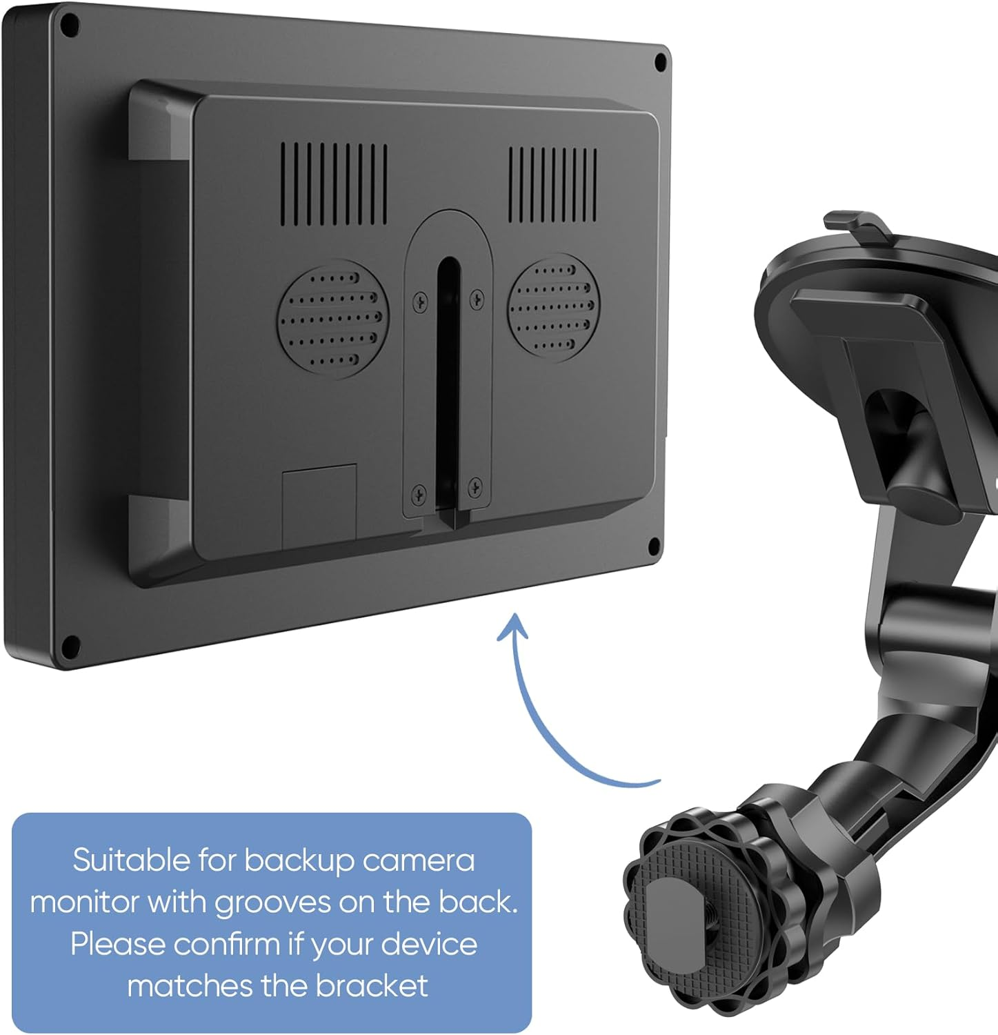 Pixelman Backup Camera Monitor Mount,(7/9 Inch) Large Dual Suction Cup Reverse Camera Monitor Mount,Windshield Holder for Rear View Monitor,Car Display Monitor Bracket for Rvs,Trucks,Vans image number 5