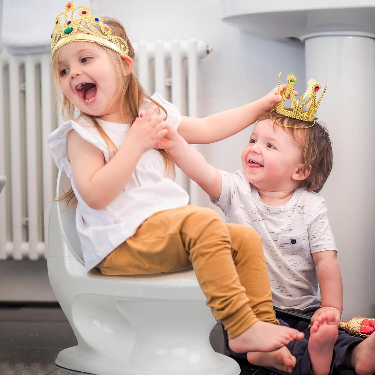 Nuby My Real Potty Training Toilet with Life-Like Flush Button & Sound for Toddlers & Kids, White image number 6