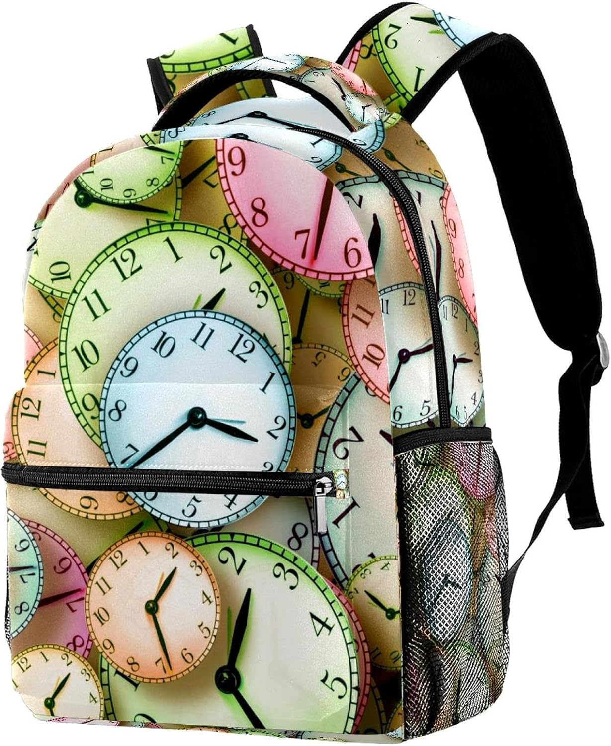 Clock Backpack Students Shoulder Bags Travel Bag College School Tote Backpacks image number 3