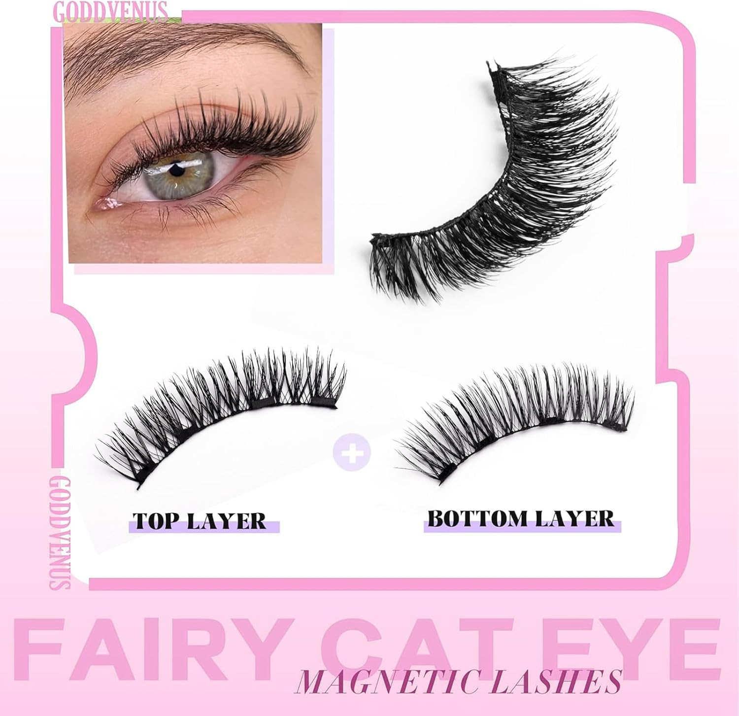 2025 Upgraded Magnetic Eyelashes, Flygragon Lighter 5D Fluffy Eyelashes Magnetic Lashes Natural Look with 2 Pairs, No Glue Reusable Artificial Fiber Magnets False Eyelashes Kit with Curler, KS01-5 image number 2