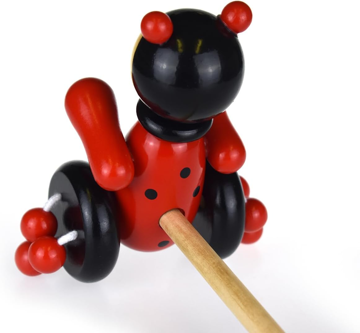 Kaper Kidz Push along Wooden Ladybird Toy - Wooden Push Toy for Toddlers image number 1