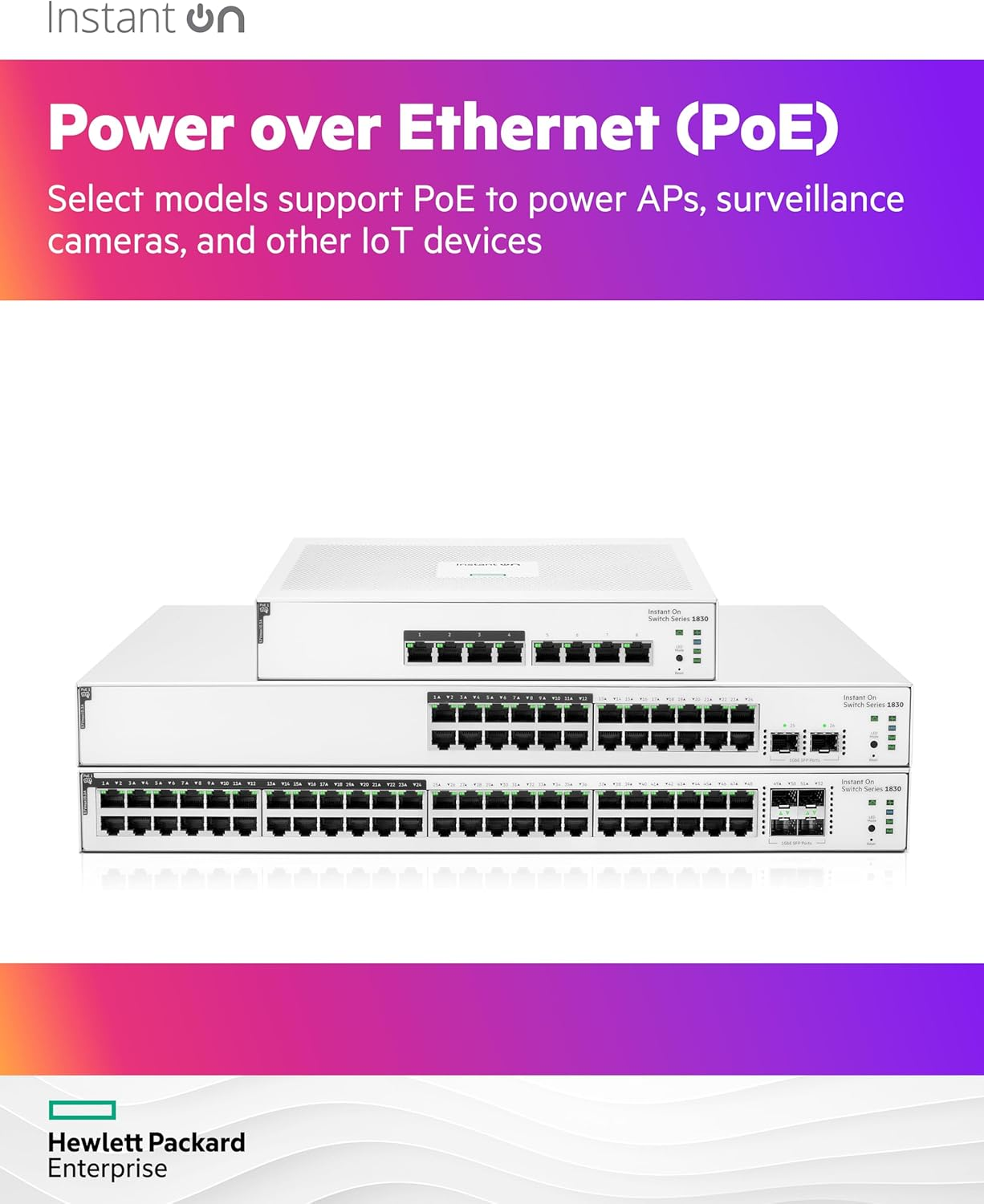 HPE Networking Instant on Switch Series 1830 8-Port Gb Smart-Managed Layer 2 Ethernet Switch with Poe | 8X 1G | 4X CL4 Poe (65W) | Fan-Less | AU Cord (JL811A#ABG)