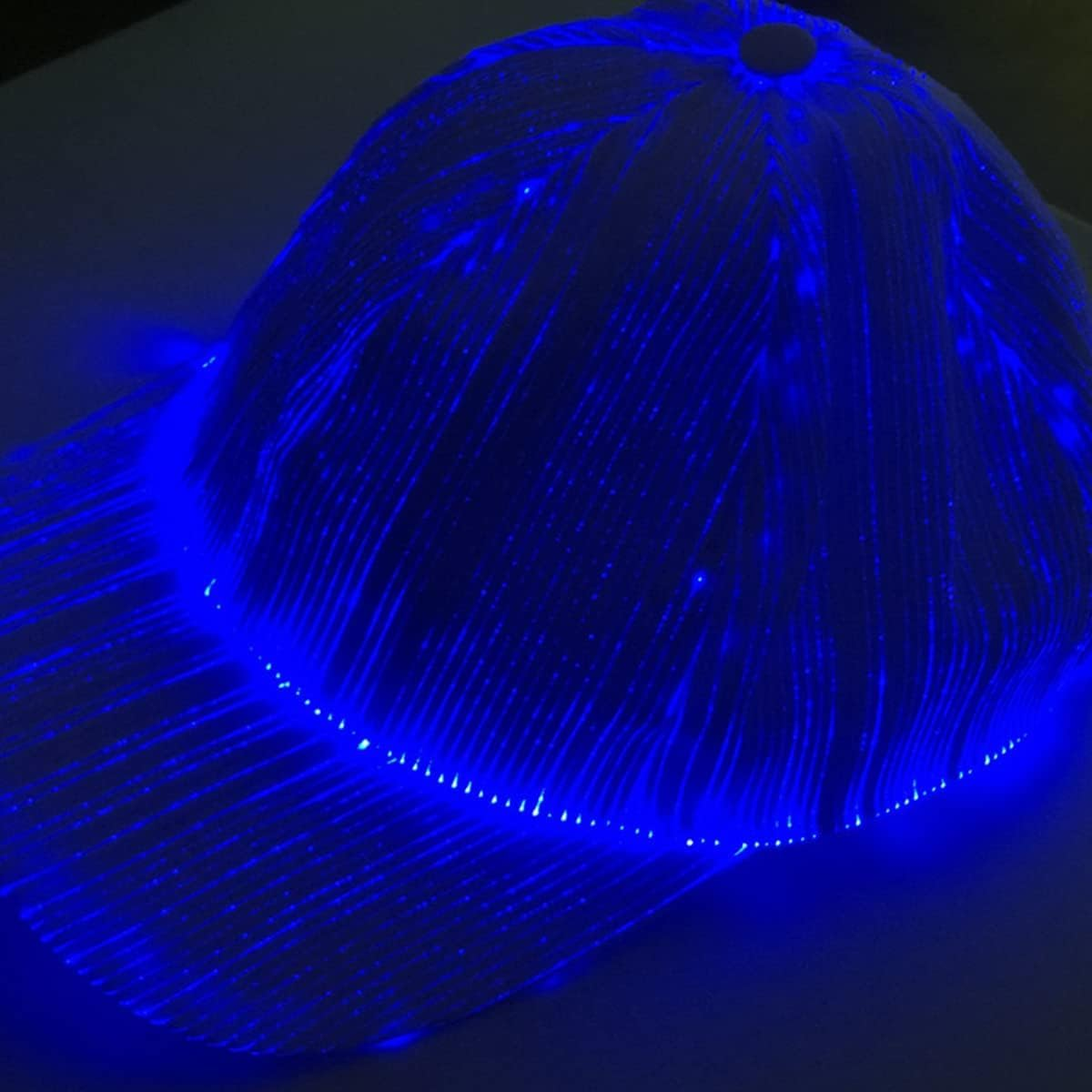 VICKECAR Fiber Optic Cap 3.7V 450Mah USB Rechargeable Luminous Baseball Cap Adjustable RGB LED Glowing Hat Light up Party Cap with 7 Colors 11 Lighting Modes for Holiday Men Women Event(Black) image number 4