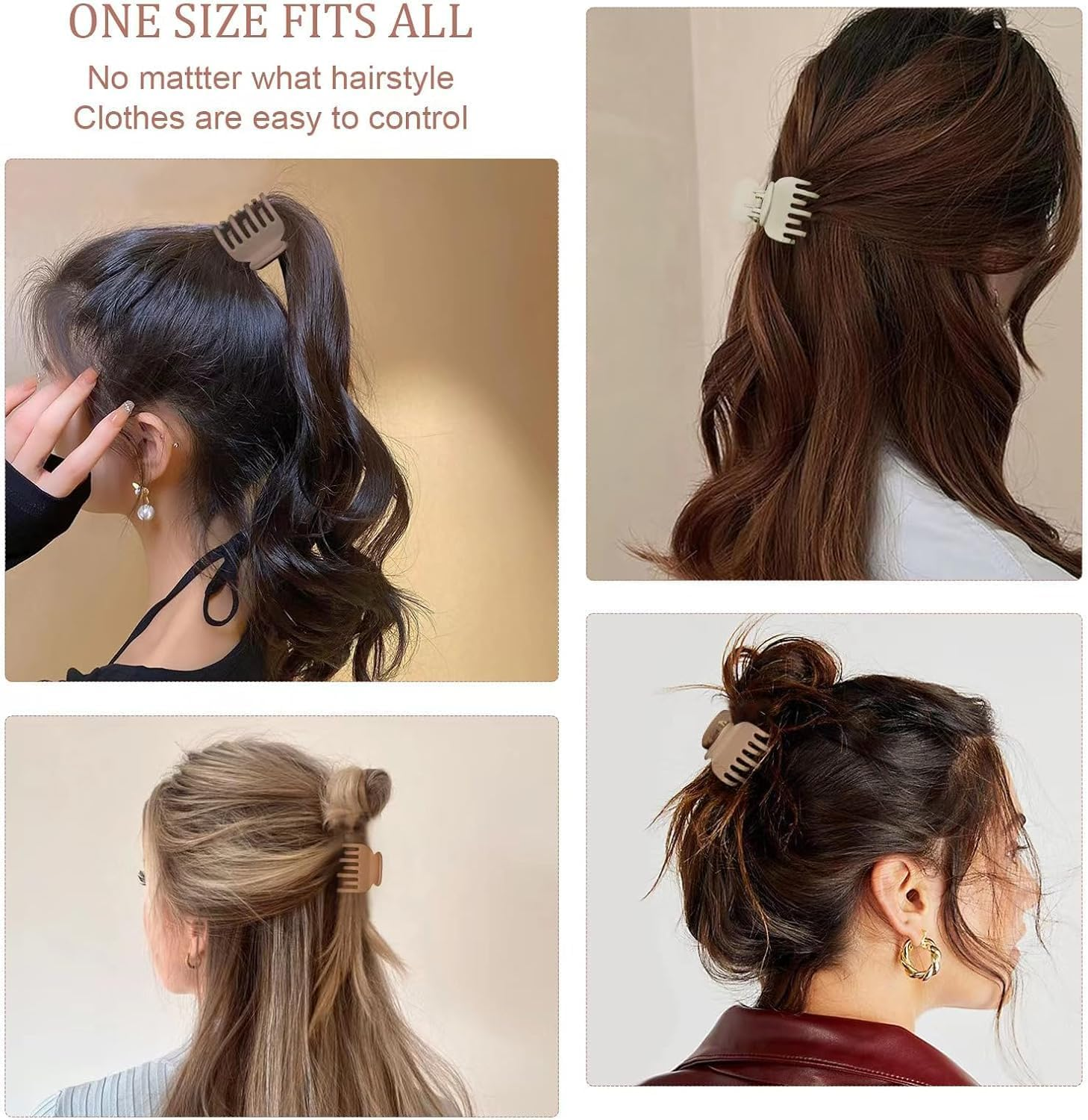 Matte Double Row Teeth Hair Claw Clips for Women, 8PCS Medium-Sized Strong Hold Non-Slip Grip for Thin and Thick Hair - Orevan image number 2