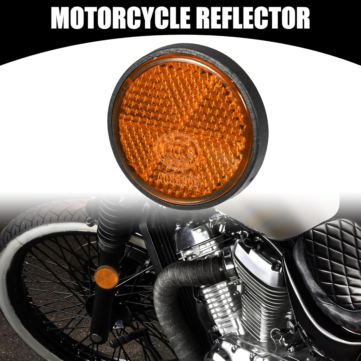 X AUTOHAUX 4Pcs 1.73"X0.31" Universal Reflector - round Motorcycle Bike Safety Reflector Increase Visibility and Safety on the Road - Plastic Orange for Car image number 5