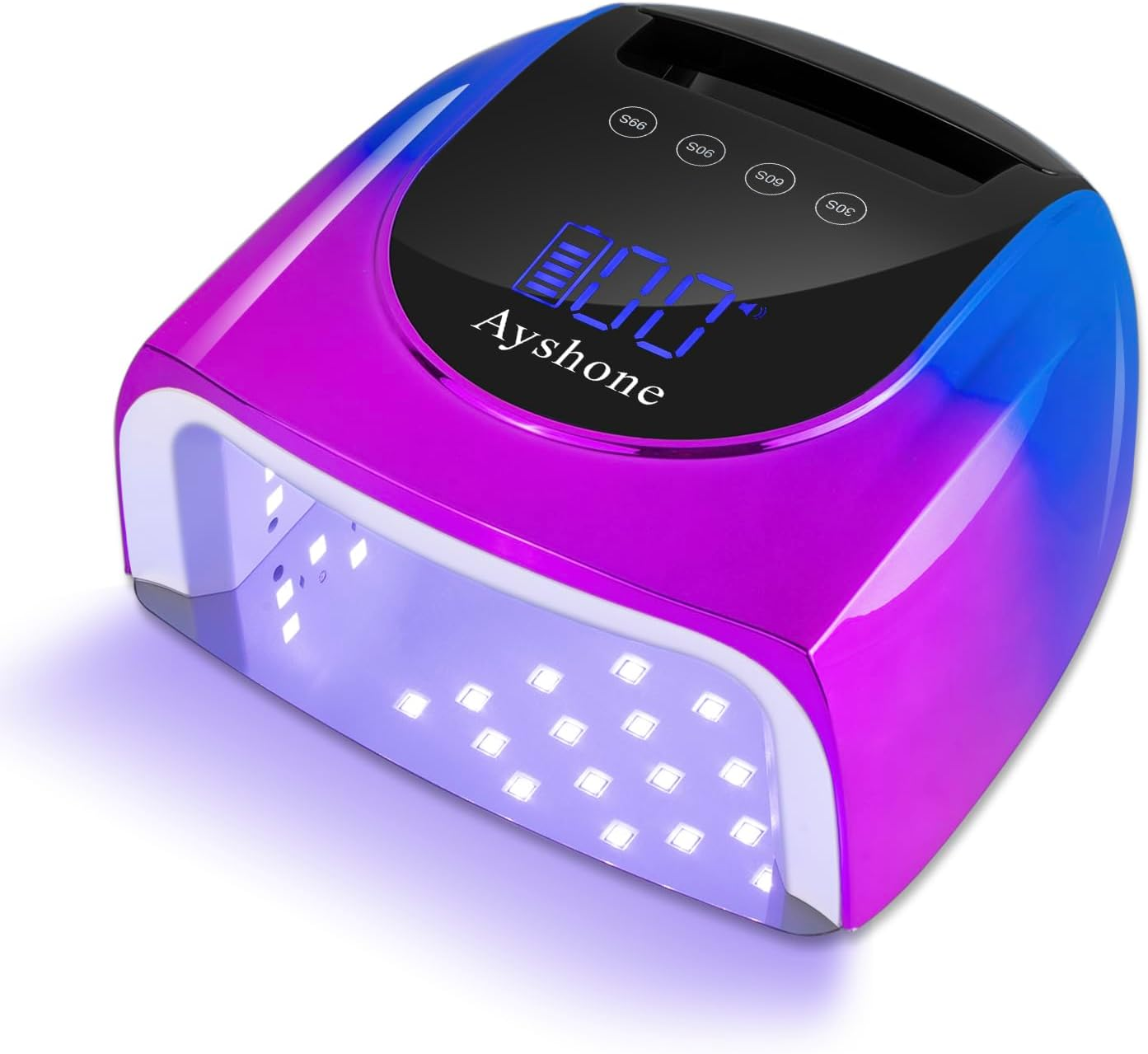 Ayshone Cordless Rechargeable UV Nail Lamp,96W UV Light for Gel Nails with Metal Base,Professional Fast Charger Curing Lamp,4 Timer Setting and Smart Sensor(Gradient Purple)