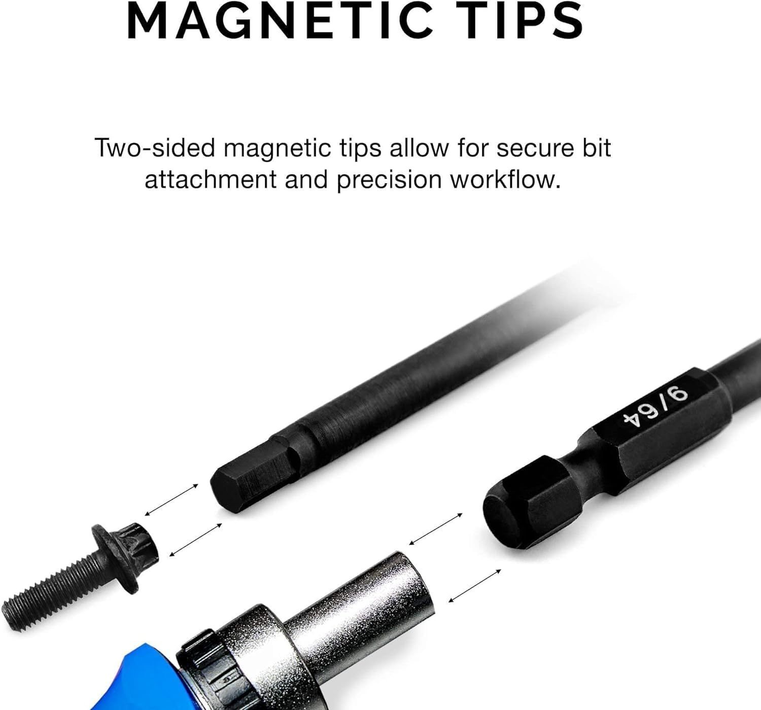 NEIKO 01147A Hex Allen Power Bit Set, 11-Piece SAE Sizes 1/16 to 5/16 | Magnetic Hex Head Bits | 3 Quick Release Shanks | Premium S2 Steel | Compatible with Power Drills and Impact Drivers image number 4