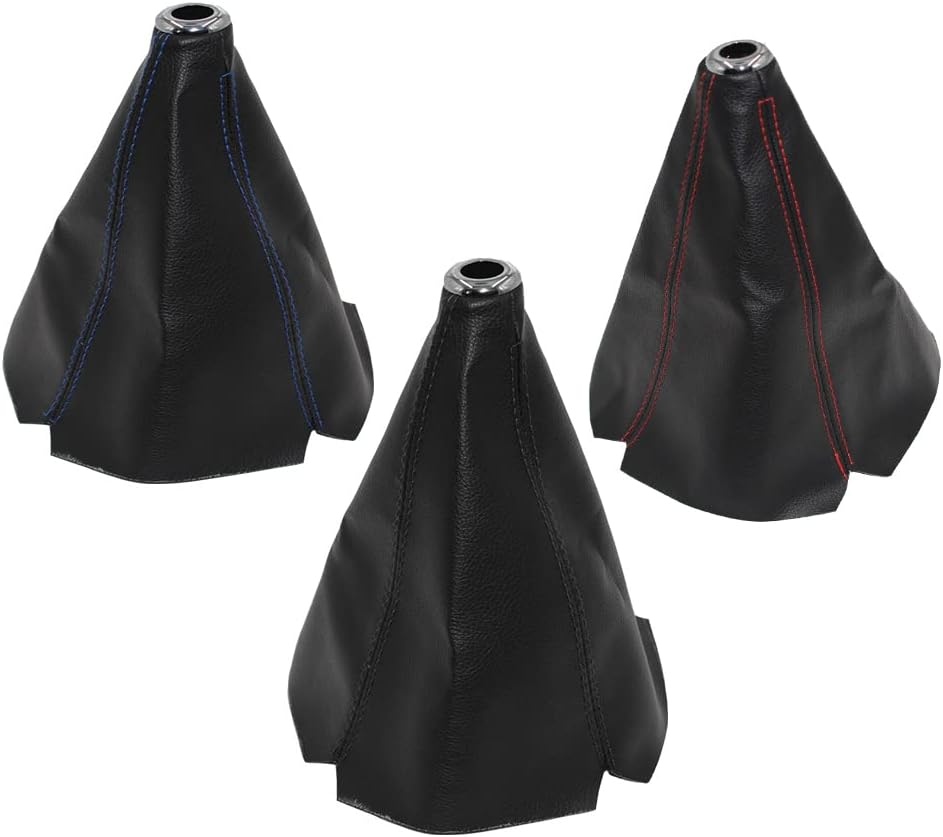 Universal Car Shift Knob Boot Dust Cover, Shift Boot Cover, Made of Pu Leather with Black Seams Red Seams and Blue Seams (Black/Abs) - Black image number 3