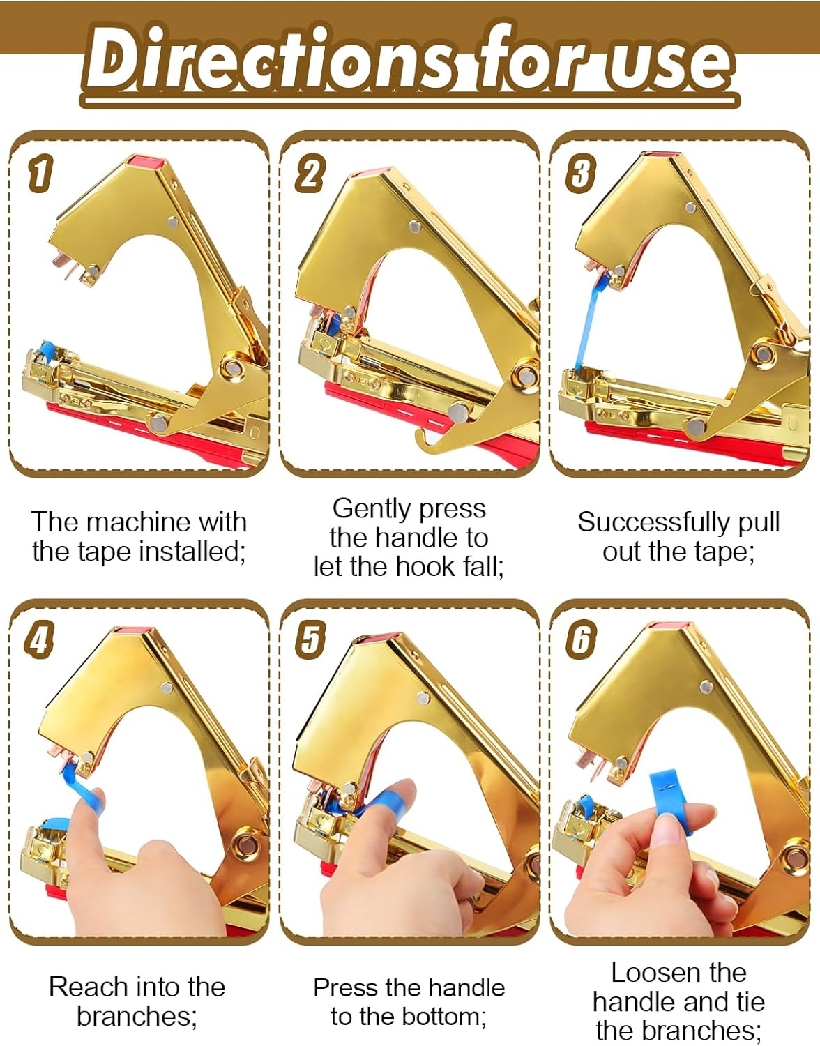 Plant Tying Machine with 20 Rolls of Tape, 2 Box Staples, EBANKU Machine Garden Tape Tool for Grapes, Raspberries, Tomatoes, Vegetables and Flower Planting image number 5