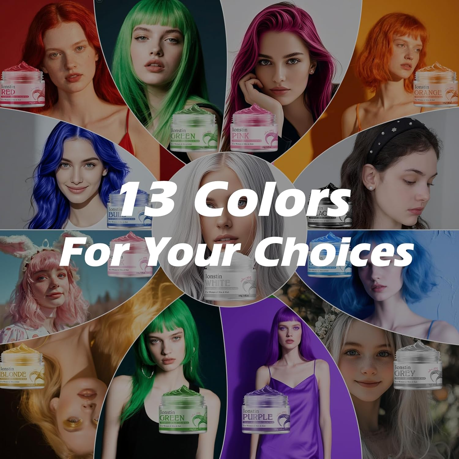 White Hair Color Wax 100G &ndash; Temporary Washable Hair Dye for Men, Women & Kids &ndash; Non-Sticky Styling Clay Mud for Cosplay, Party, Halloween, Costume & Daily Hair Looks &ndash; Lonstin Hair Colour Wax image number 2