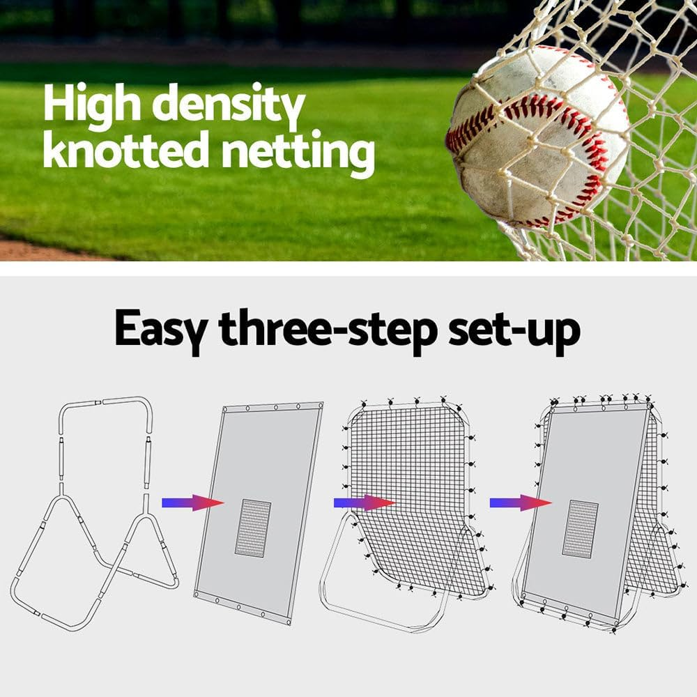 Everfit 2 in 1 Baseball Net Pitching Target Kit, Practice Dummy Batter Strike Zone Sports Portable Softball Training Aid Screen Backyard Indoor Outdoor Camping Equipment, with Carry Bag Blue