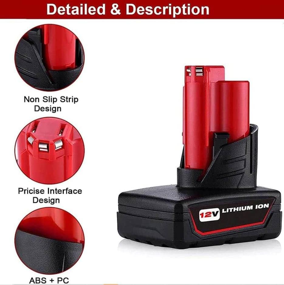 [2 Pack] Tavice 12V Battery Comaptible for Milwaukee M12 | 6.0Ah High Capacity Li-Ion Battery image number 1
