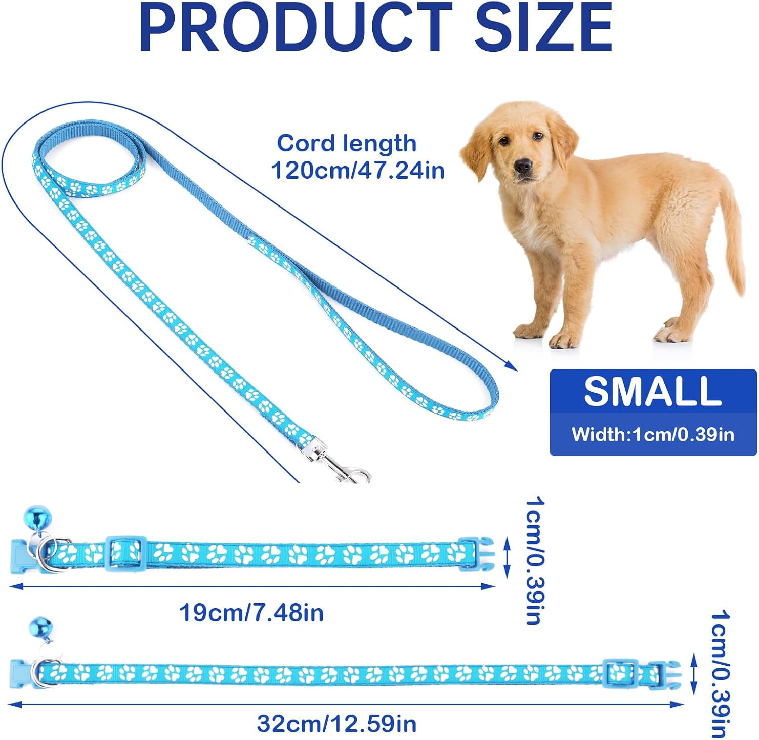 3 Pack Puppy Collar and Leash Dog Collar and Leash for Small Dogs Pet Cat Kitten Collar and Leashes Adjustable Training Rope Quick Release Paw Print Soft Nylon Pet Collar image number 3