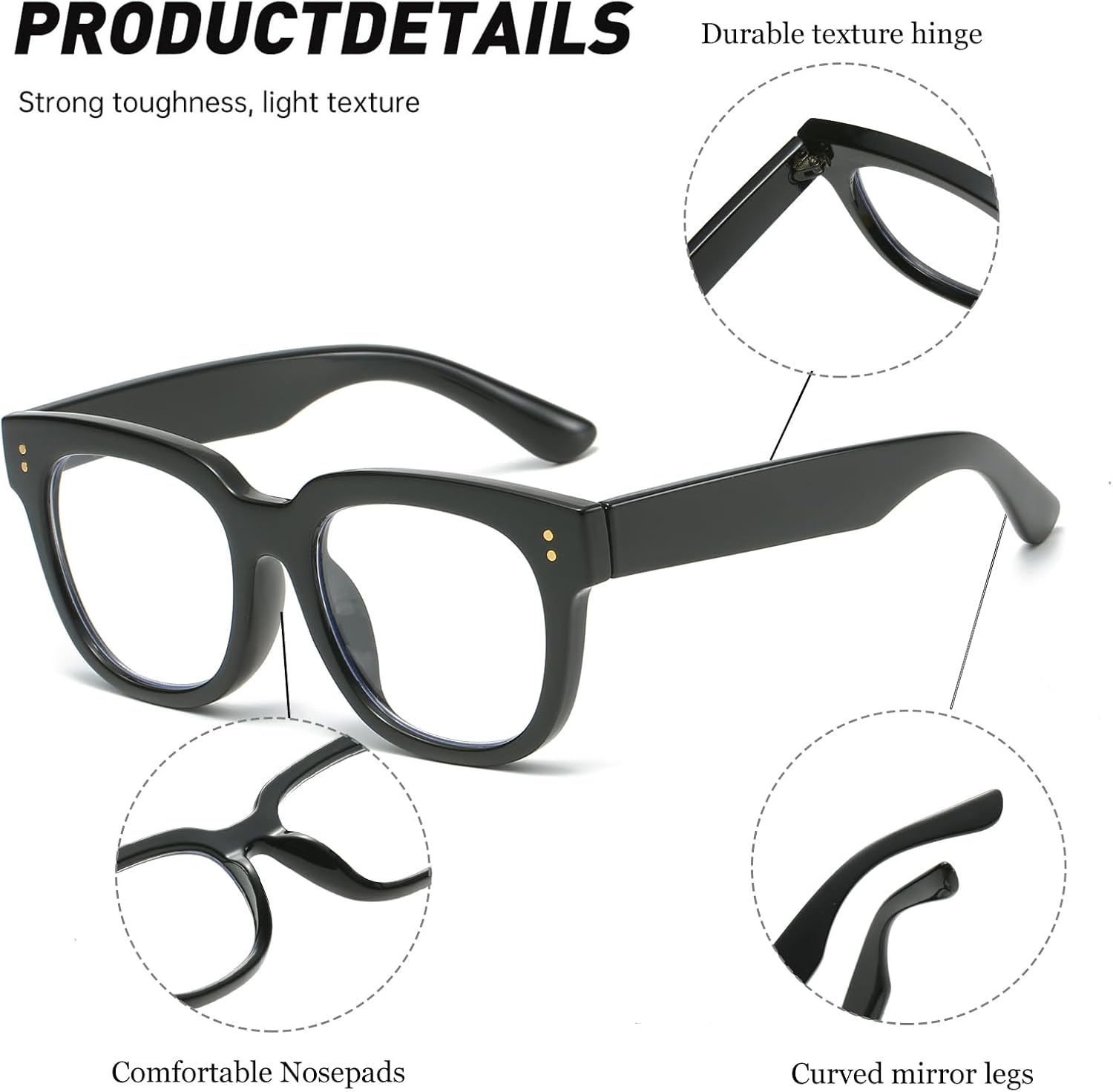 LJCZKA Blue Light Blocking Glasses Classic Square for Women Rectangular Thick Frame Clear Shades anti Eyestrain UV Protection Computer Gaming Glasses - Leopard image number 3