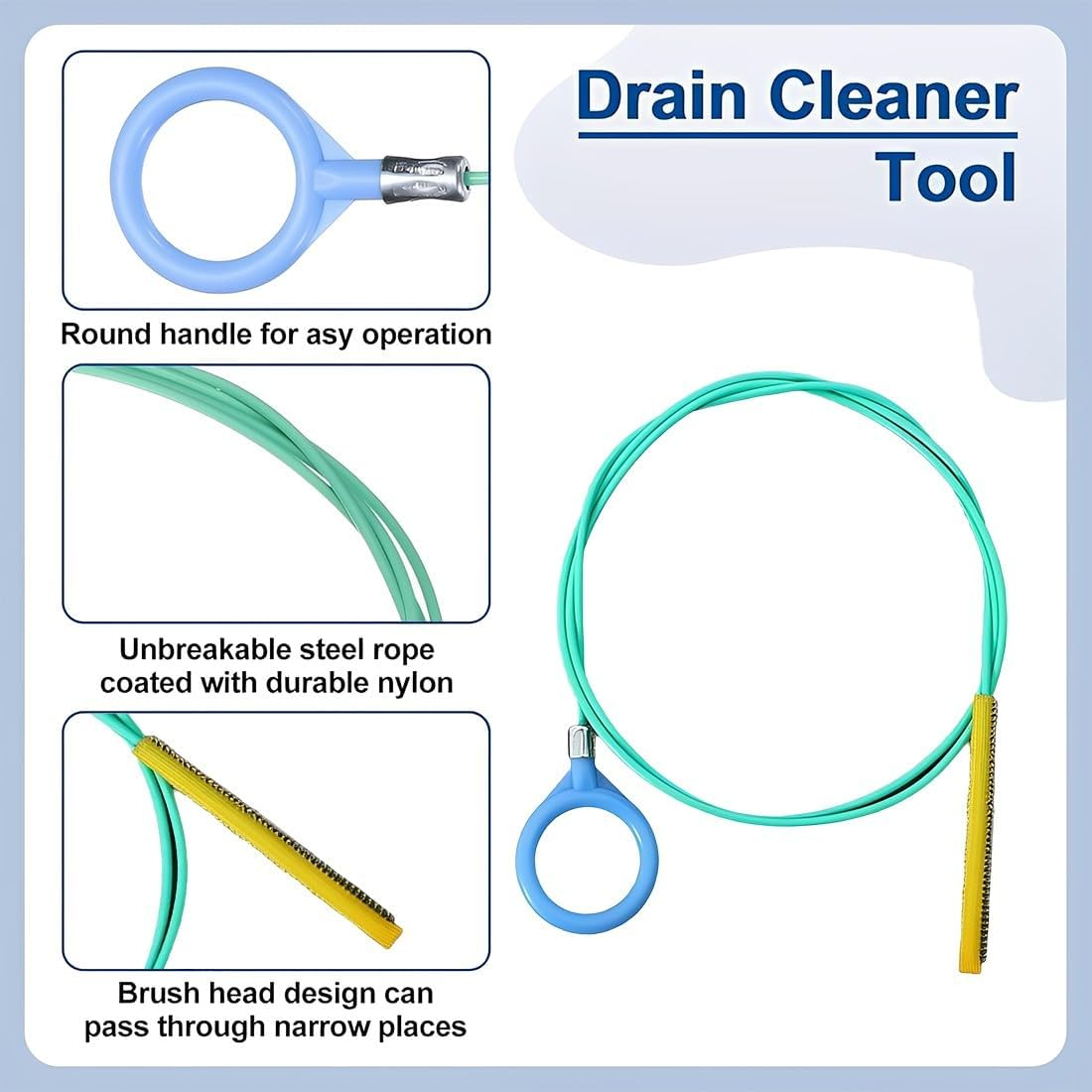 JYNXOR Spiral Drain Cleaner, Pack of 4 Pipe Cleaning Spirals, 90 Cm Drain Cleaner and Hair Catcher, for Bathtub, Sewerage, Sink, Kitchen, Bathroom image number 2