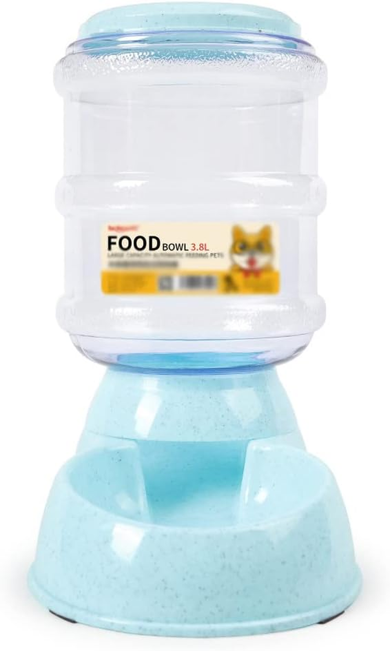 Automatic 3.8L Blue Food Dispenser Pet Dog Cat Puppy Dispenser Feeder Bowl Bottle