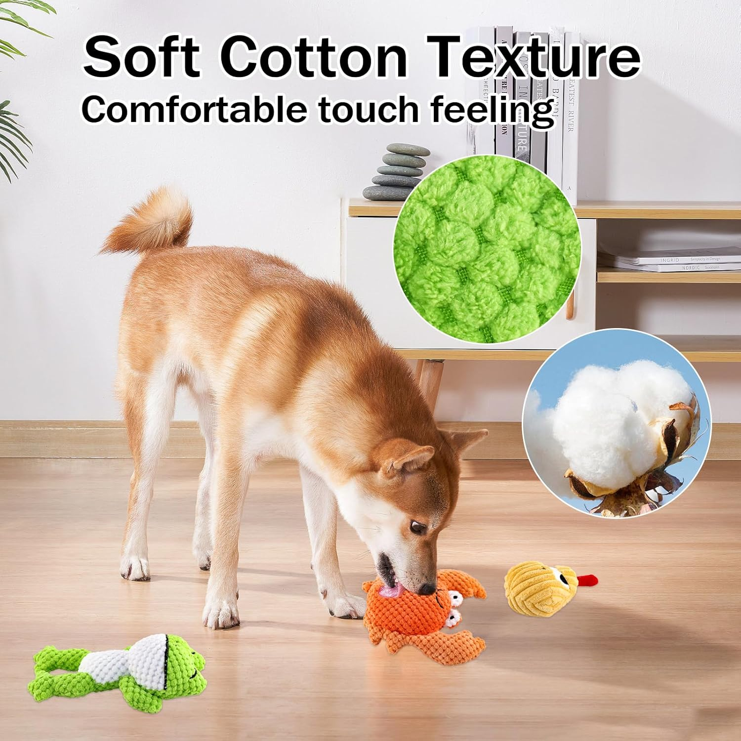 Squeaky Dog Toy Medium Interactive Soft Cotton Stuffed Animal Toys for Daily Companionship Training Reward Gift image number 1