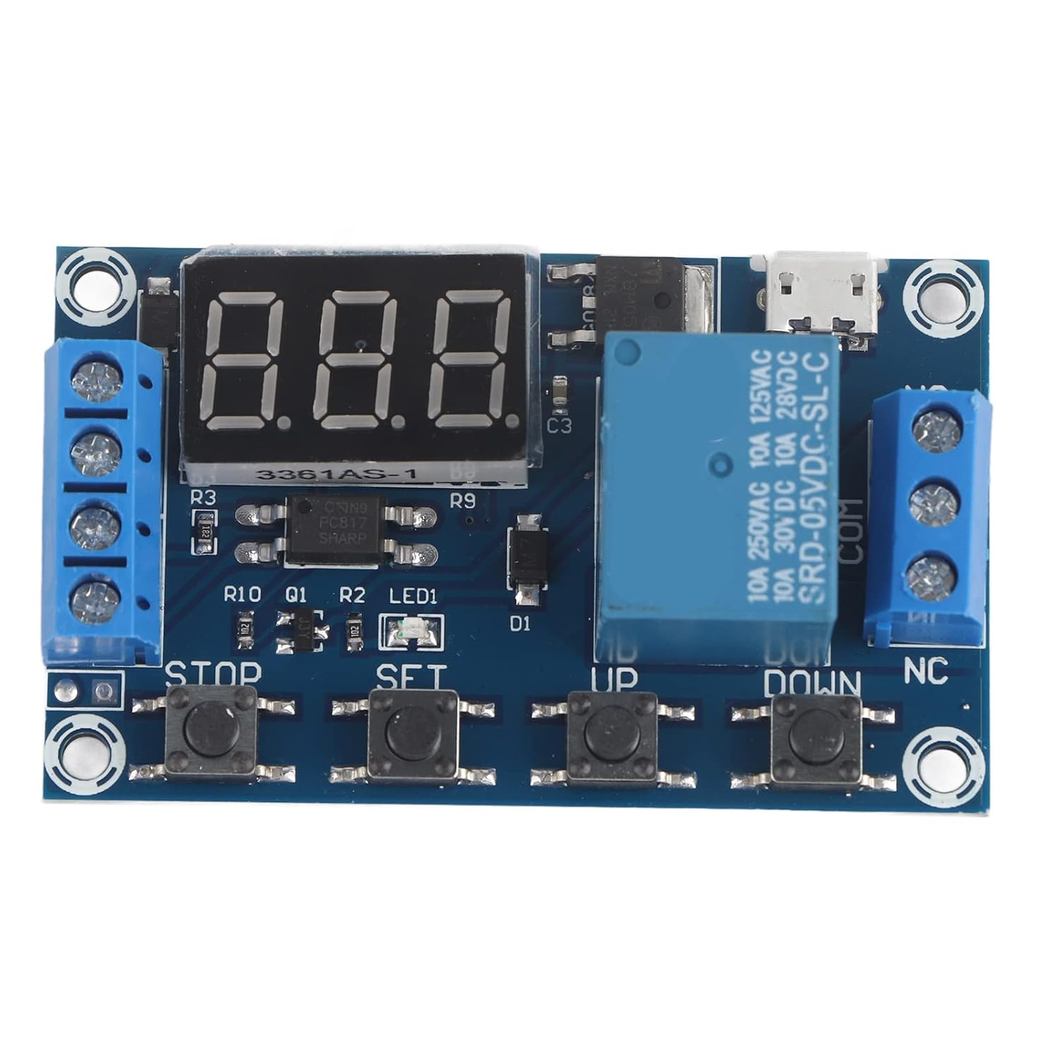 6V~30V Delay On/Off Cycle Timer Relay Switch Module with Digit LED Display, High Voltage Level, Industrial Level Circuit Board, DC 30V 5A Load Capacity, 1 X Timer Switch image number 6