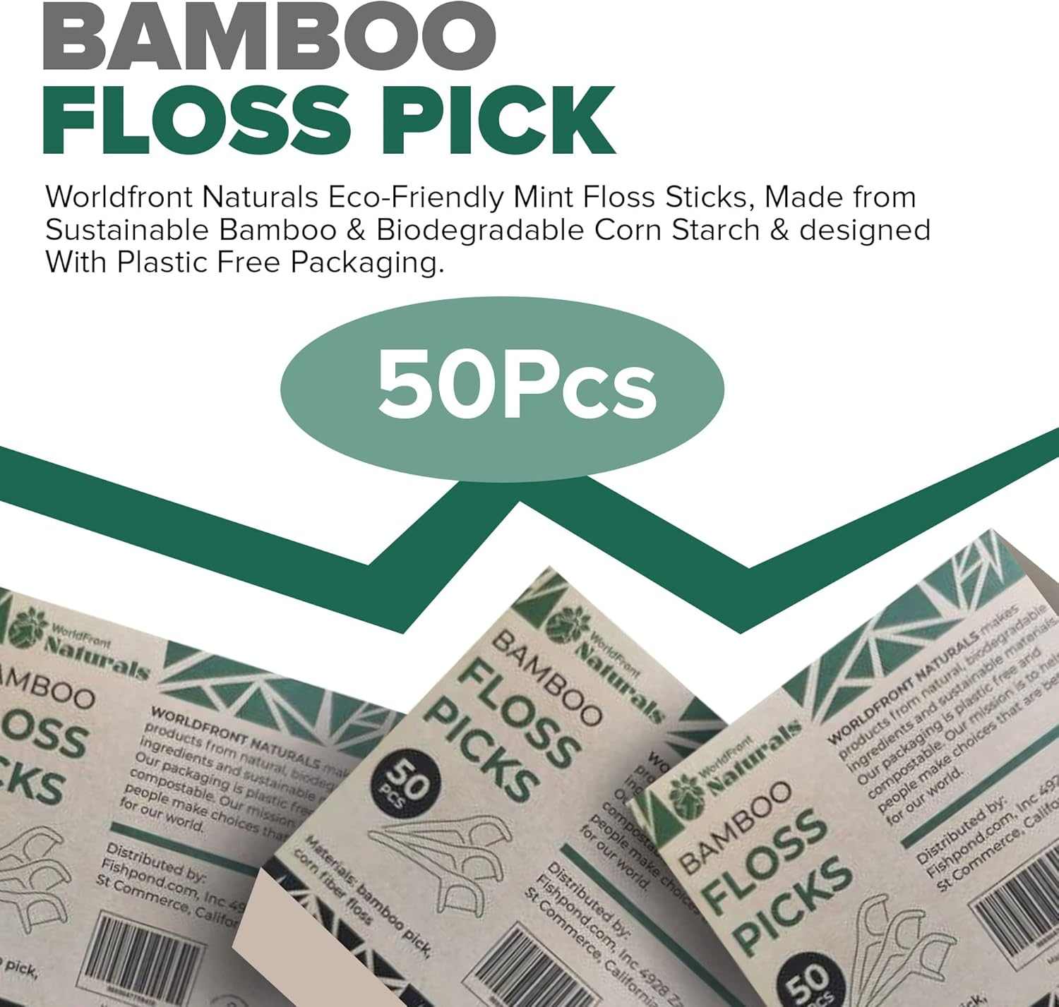 Naturals Eco-Friendly Biodegradable Floss Sticks- Sustainable Bamboo Dental Flosser with Toothpick & Corn Starch Picks for Gentle Oral Care and Fresh Breath - Plastic-Free and Zero Waste image number 6
