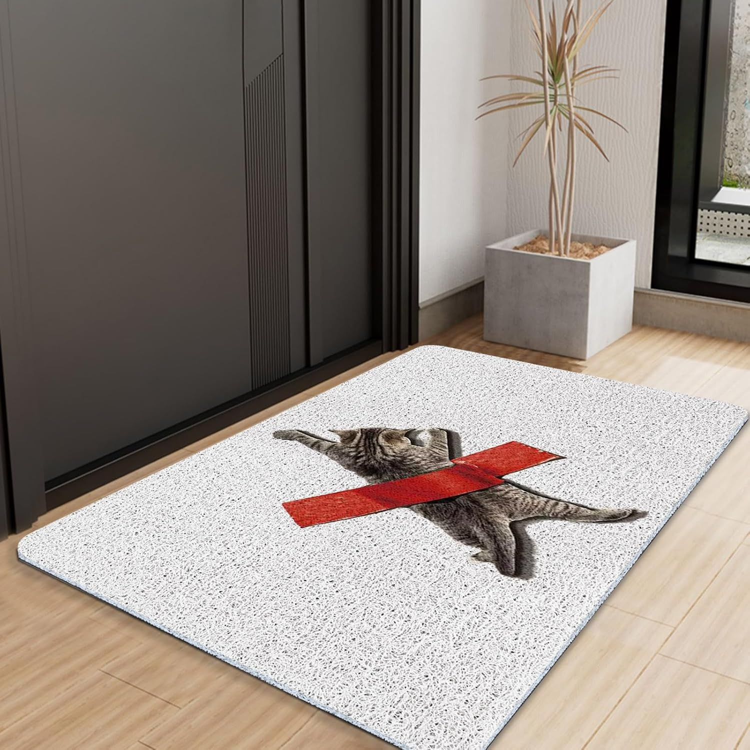 Cat Front Door Mat outside Entrance Non Slip Welcome Mats Outdoor Doormat Funny with Rubber Backing Easy to Clean Indoor Mats High Traffic Areas Entry image number 1