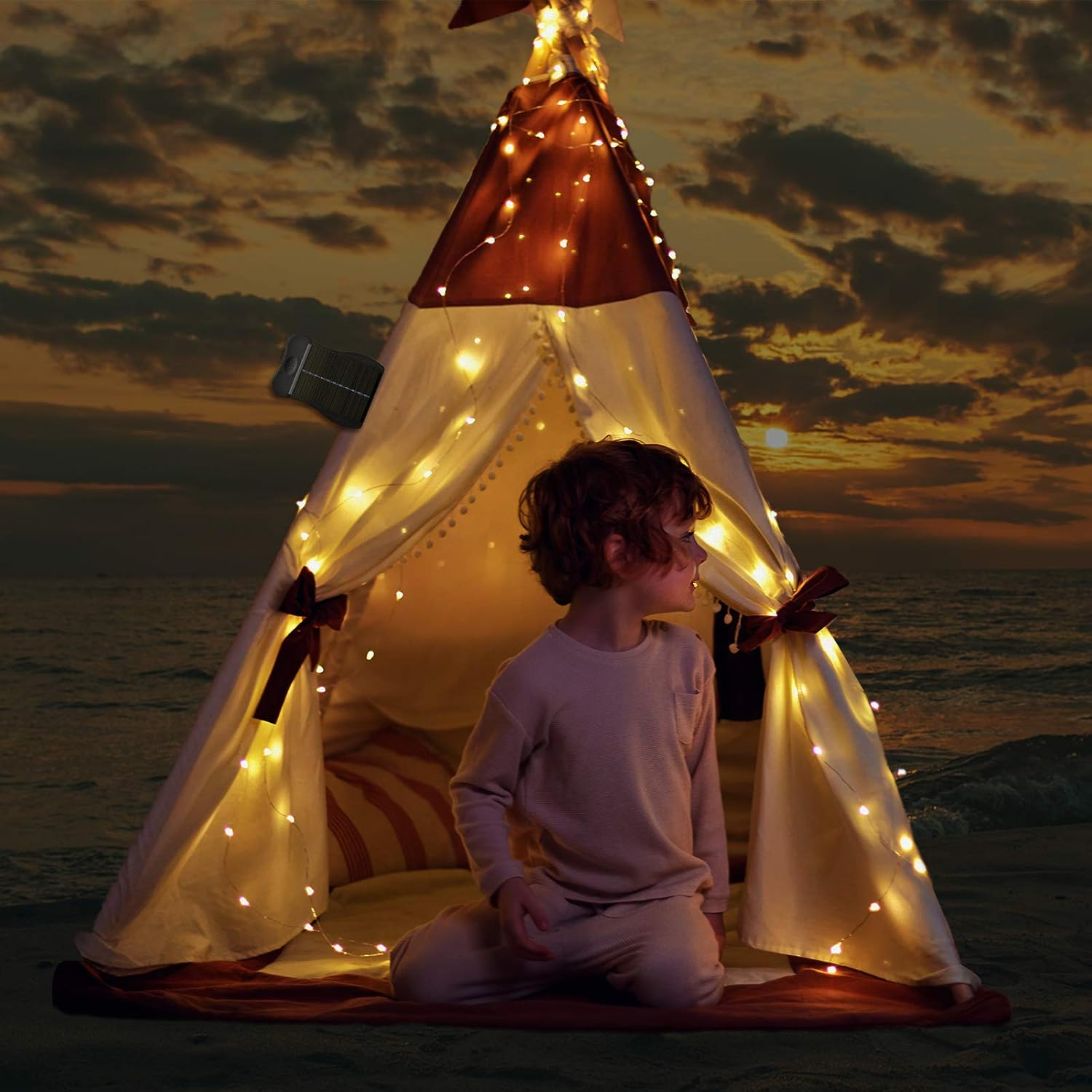 ANGMLN 1 Pack Patio Umbrella Lights Solar Powered Outdoor 8 Modes 112 LED Parasol String Light Waterproof Umbrella Pole Solar Lights for Patio Camping Tents image number 4