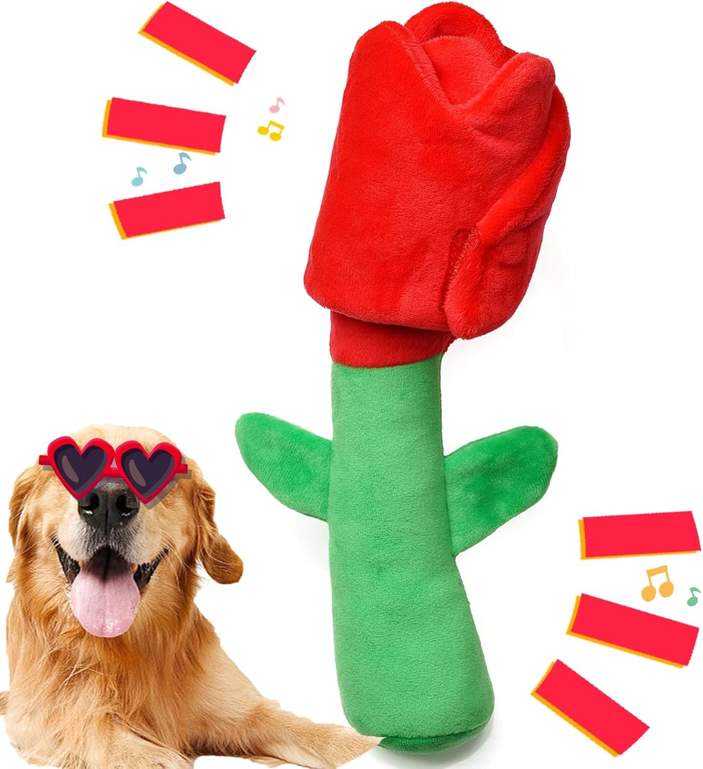 Cozioz Rose Dog Puzzle Toy &ndash; Squeaky, Crinkle, Treat Dispensing Enrichment Toy for Small & Medium Dogs, Perfect for Dog Birthdays and Playtime image number 1