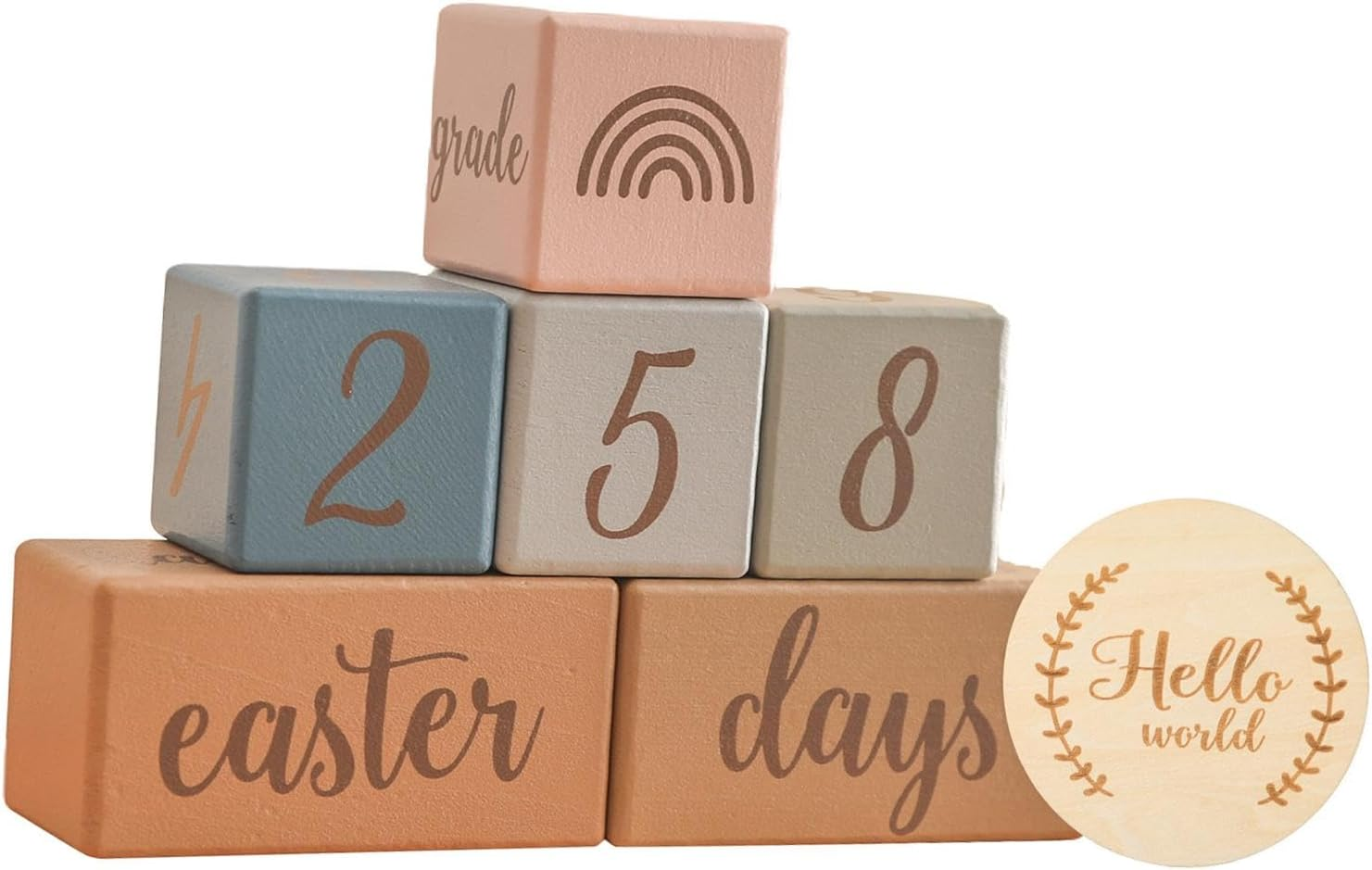 Milestone Blocks Set Memories, Growing up Newborn Keepsake Commemorative Week Month Year Decoration Boys or Girls Photo Props, Pink