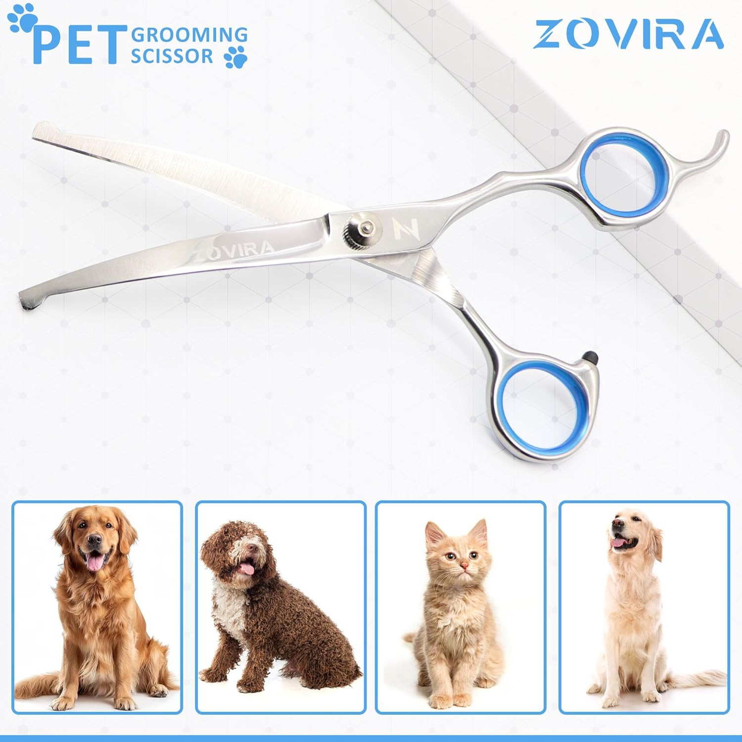 Zovira Dog Grooming Scissors, Pet Grooming Scissors, 6.5 Inch Stainless Steel, Professional Hair Cutting Scissors for Dogs and Cats (Animal Scissors Single) image number 2
