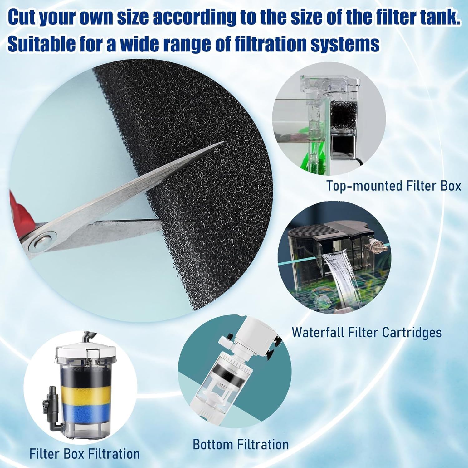 1 Piece Aquarium Filter Foam Pad, Cut-To-Size Black Bio Sponge Filter Media Pad for Fish Tank, Durable, High-Efficiency Water Purification（Extra Large Pores, 20X30X2Cm） image number 2