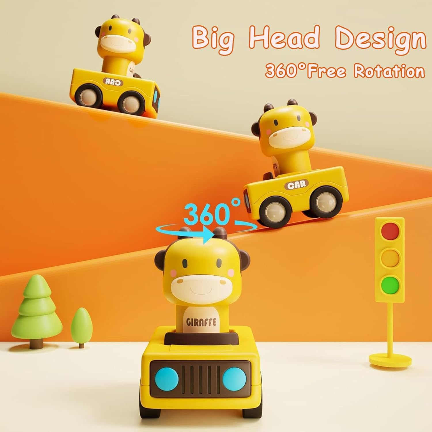 Press & Go Car Toy for Toddlers 1-3, Baby Animal Racing Cars, Infant Play Vehicle Set, Baby Push Go Friction Car Toys for 6-9-12-18 Months, 1St Birthday for 1-2 Years Old Boys image number 2