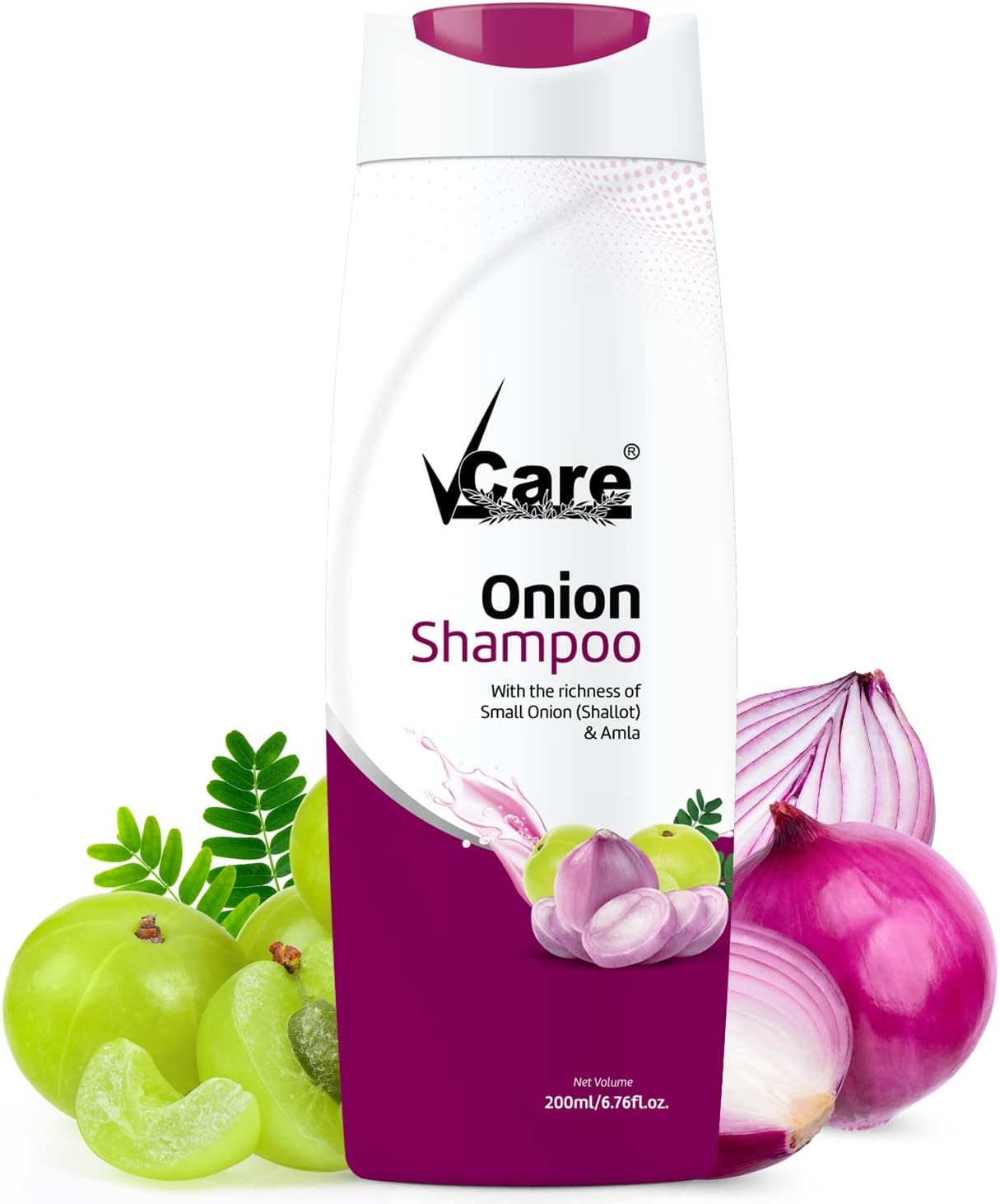 Vcare Onion Shampoo for Hair Growth and Hair Fall Control - with Small Onion and Amla -200 Ml Suitable for Both Men & Women image number 1