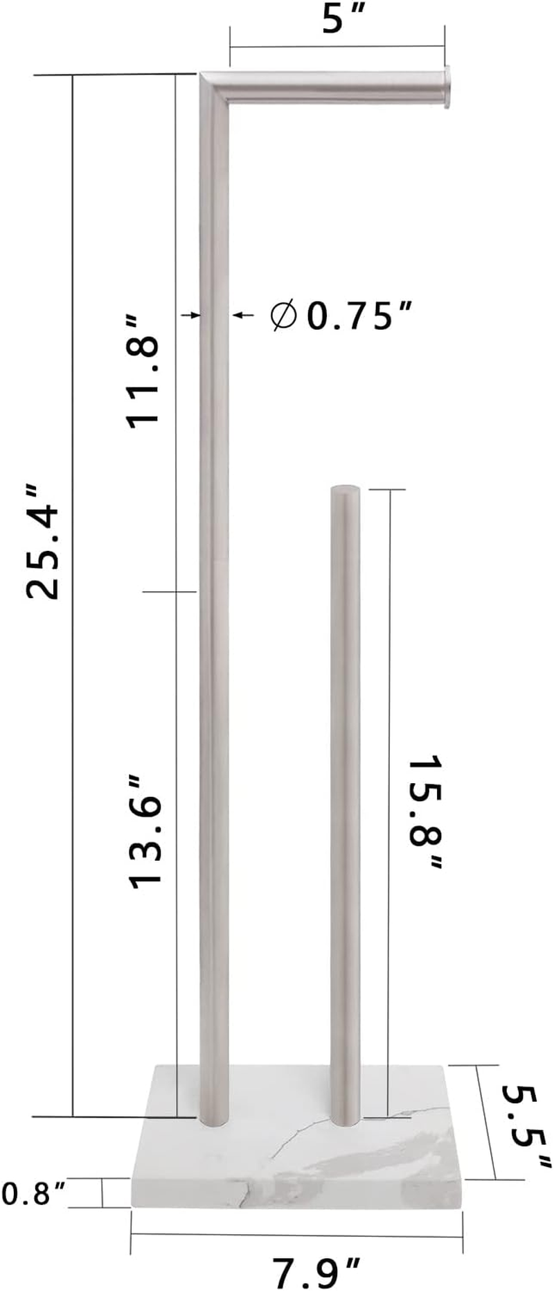 Gzila Free Standing Toilet Paper Holder Stand with Reserve, Heavy Weighted Marble Base Design, Bathroom Stands Tissue Rolls Holder, 304 Stainless Steel Brushed Nickel image number 2