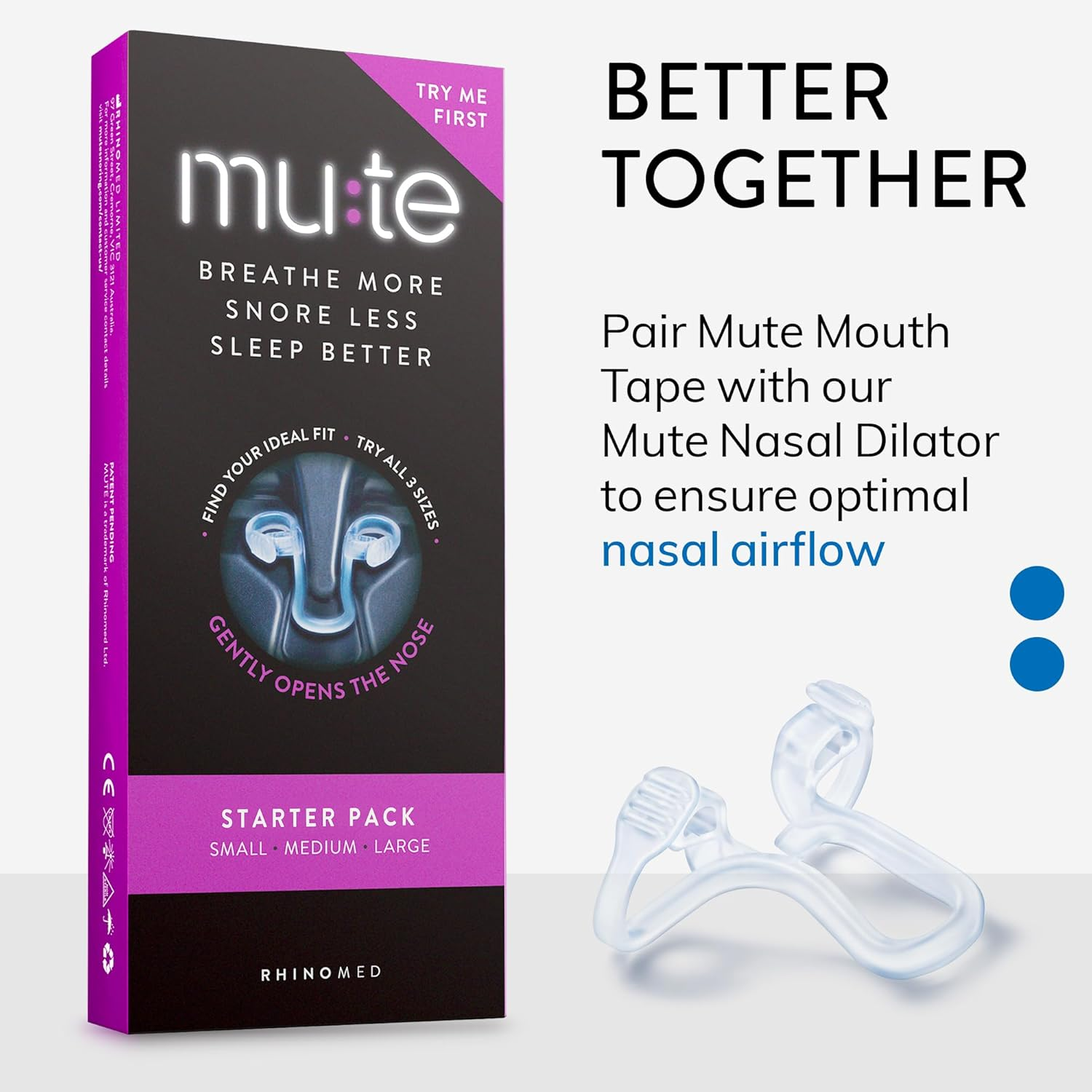 MUTE Mouth Tape for Sleeping - Sleep Tape to Reduce Snoring - Mouth Tape for Nasal Breathing and Better Sleep - Pack of 30 image number 1