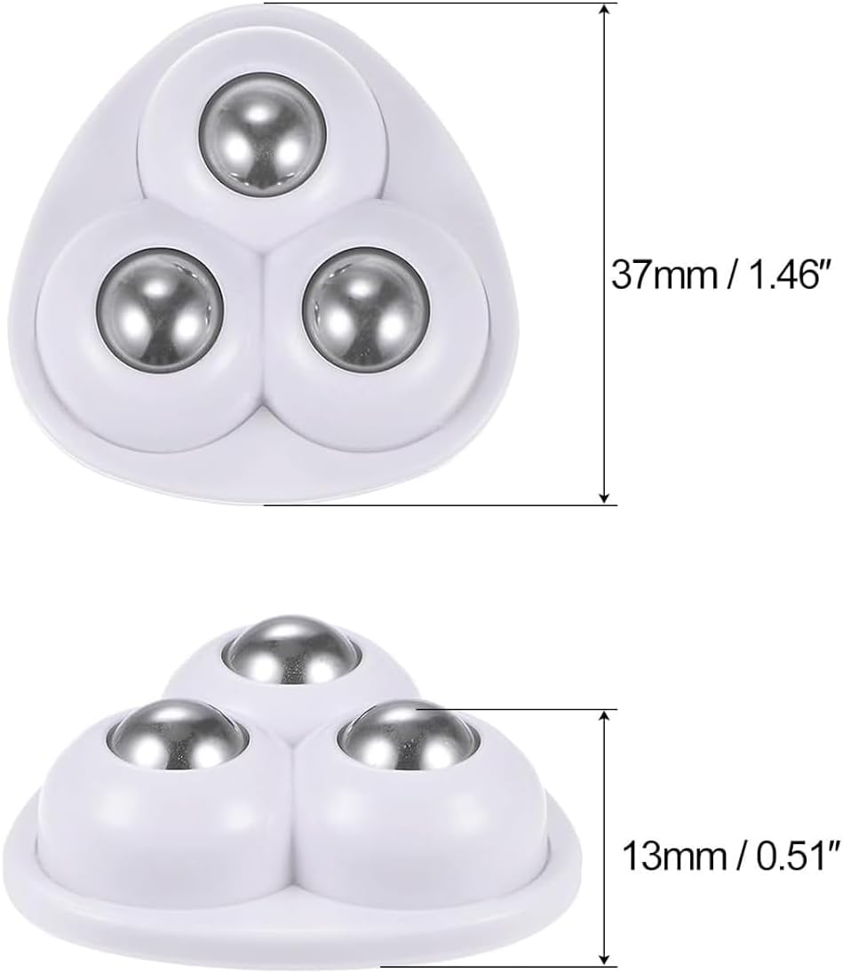 20Pcs Self-Adhesive Mini Caster Wheels, 360&deg; Rotation Stainless Steel Paste Sticky Wheels,Universal Mini Swivel Caster Wheels for Box Bottom Storage Rack Furniture Trash Can (Three Beads) image number 4