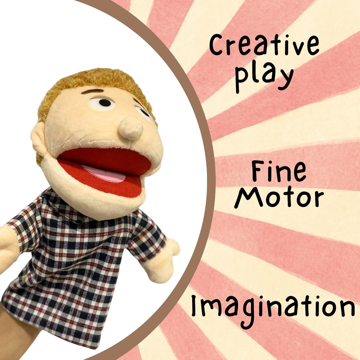 Hand Puppets Family Set of 4 - Mum, Dad, Boy & Girl - Plush Stuffed People Puppets with Moveable Mouths 28-30Cm Soft Role Play Toys for Kids (Dad, Mum, Boy, Girl 4Pk)