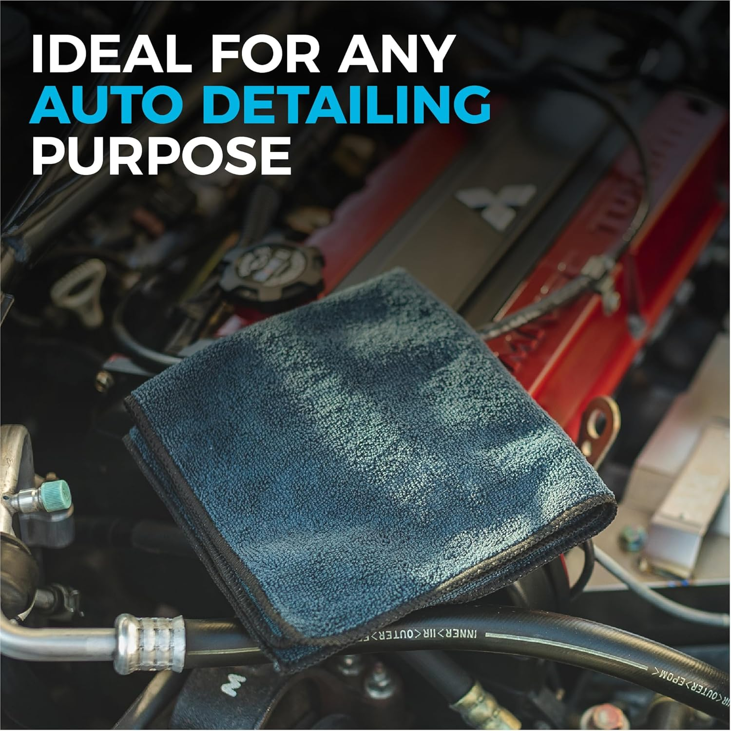 The Rag Company - All-Purpose Microfiber Terry Cleaning Towels - Commercial Grade, Highly Absorbent, Lint-Free, Streak-Free, Kitchens, Bathrooms, Offices, 300Gsm, 16In X 16In, Grey (12-Pack) - Black, Grey, Red image number 3