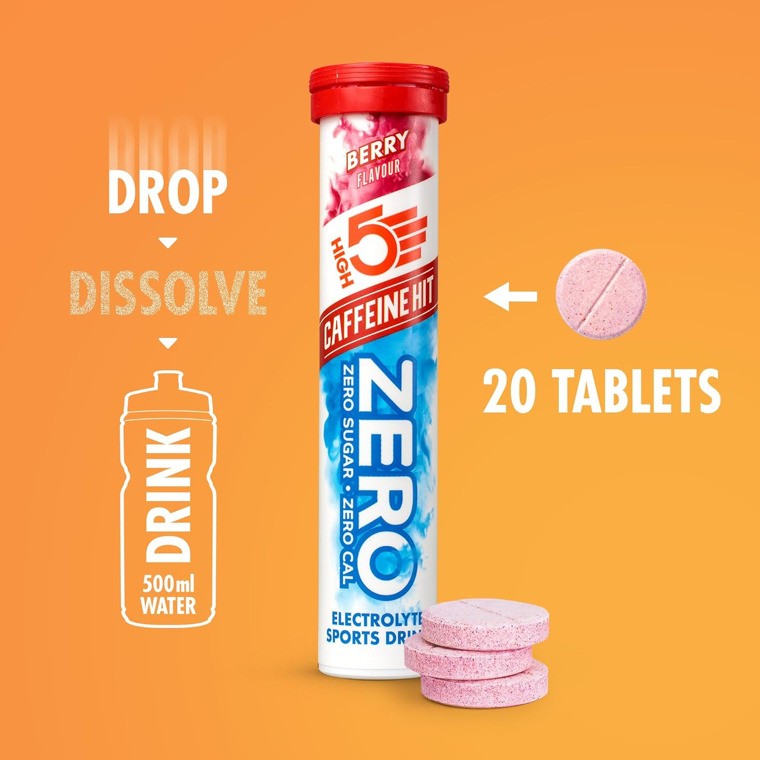 HIGH5 Zero Caffeine Hit 8X20 Tabs Berry - 8 X 20 Tablet Tubes, Berry image number 6