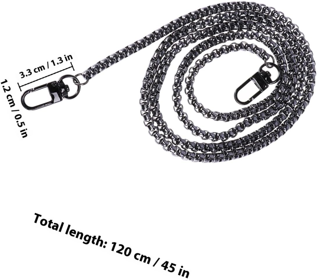 GARIOUANS Metal Crossbody Bag Chain Strap for Women Medium Handbags Iron Material with Alloy Buckles DIY Replacement Shoulder Bag Accessory Black Versatile Chain for Purse and Jeans Belt Use