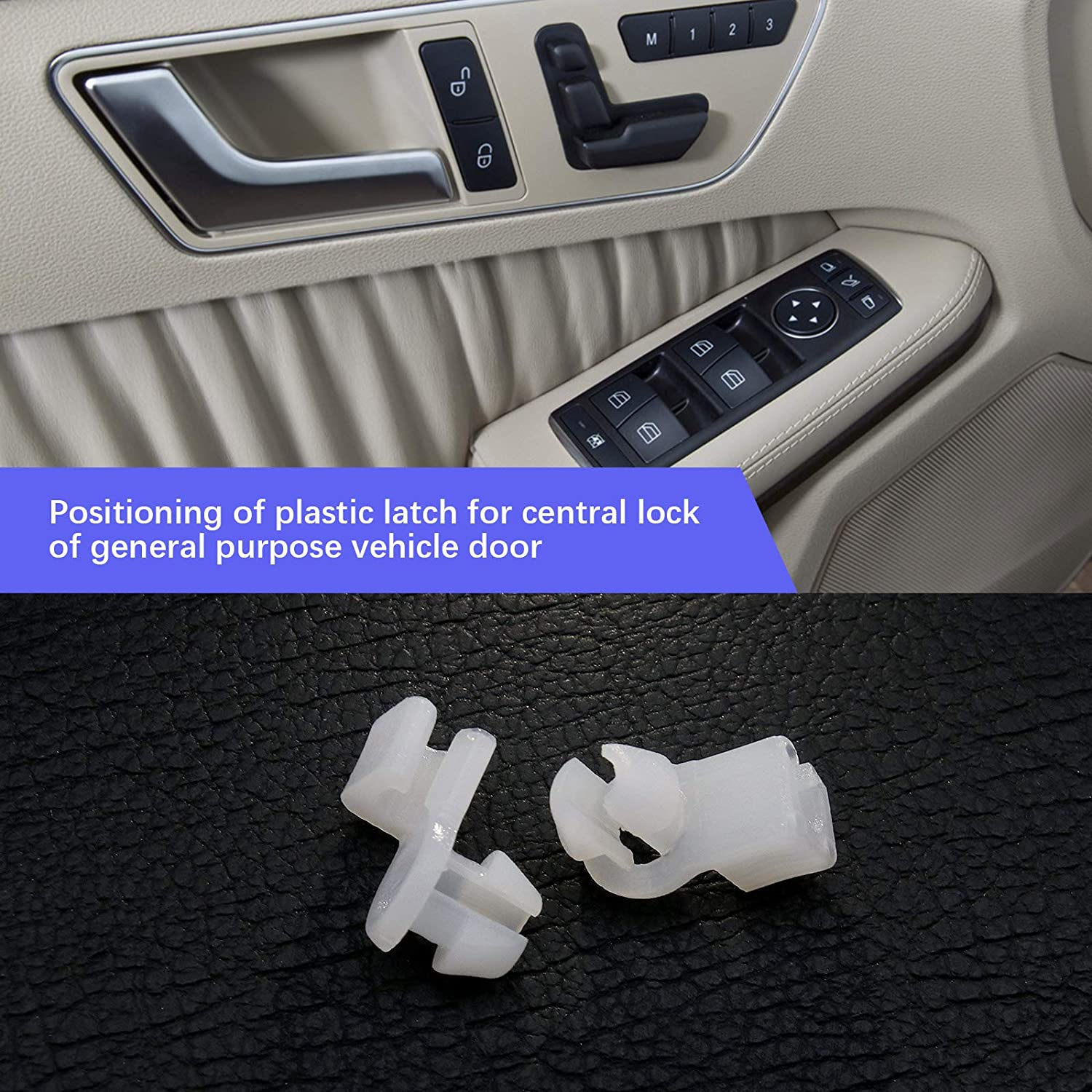 Emsea 12Pcs Door Lock Rod Clip Retainer White Plastic Moulding Fasteners Fits 5-7Mm Hole Universal Car Parts image number 2