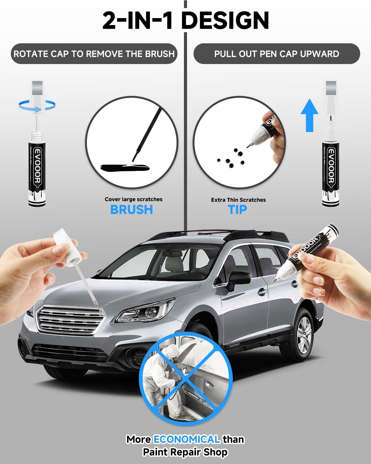 G1U Ice Silver Metallic Touch up Paint Compatible with Subaru Exact Match 2 in 1 Touch up Paint for Chips and Nicks Repair with 2Pcs Disposable Micro Applicators image number 6