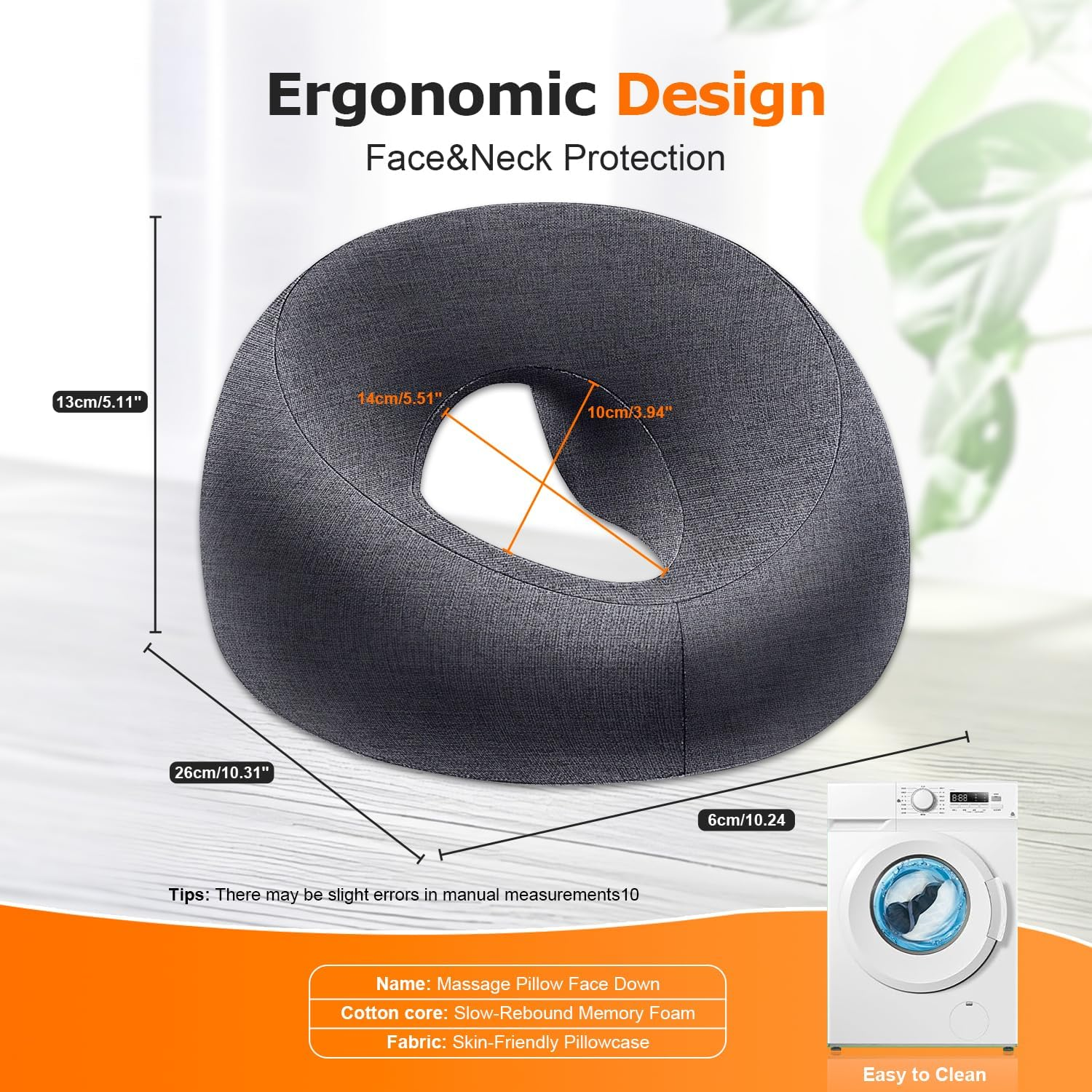 Zonngoo Massage Memory Foam Face Pillow - Soft O-Shaped Spa Massage Cushion with Zipper, Face Cradle Covers Soft Comfort Headrest Covers for Massage Bed, Machine Washable Knit Fabric