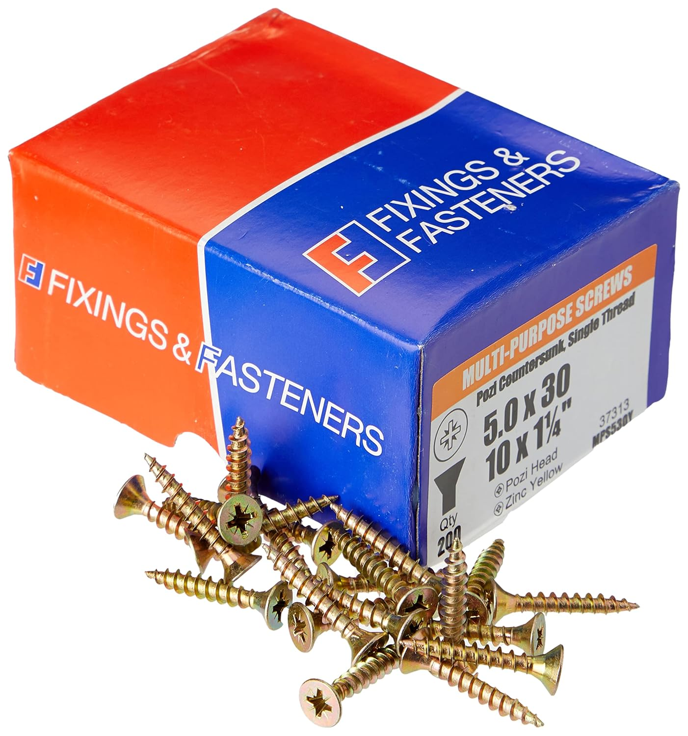 Forgefix Multi-Purpose Single Thread Screws | 3.5 X 35Mm | Zinc Yellow Passivated | Box 200