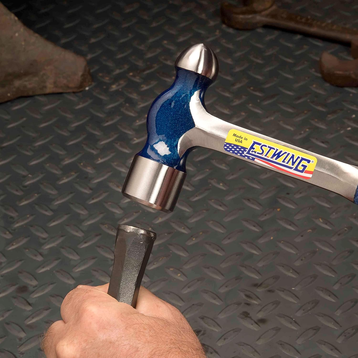 Estwing Ball Peen Hammer with Blue Shock Reduction Grip, 12 Oz image number 2
