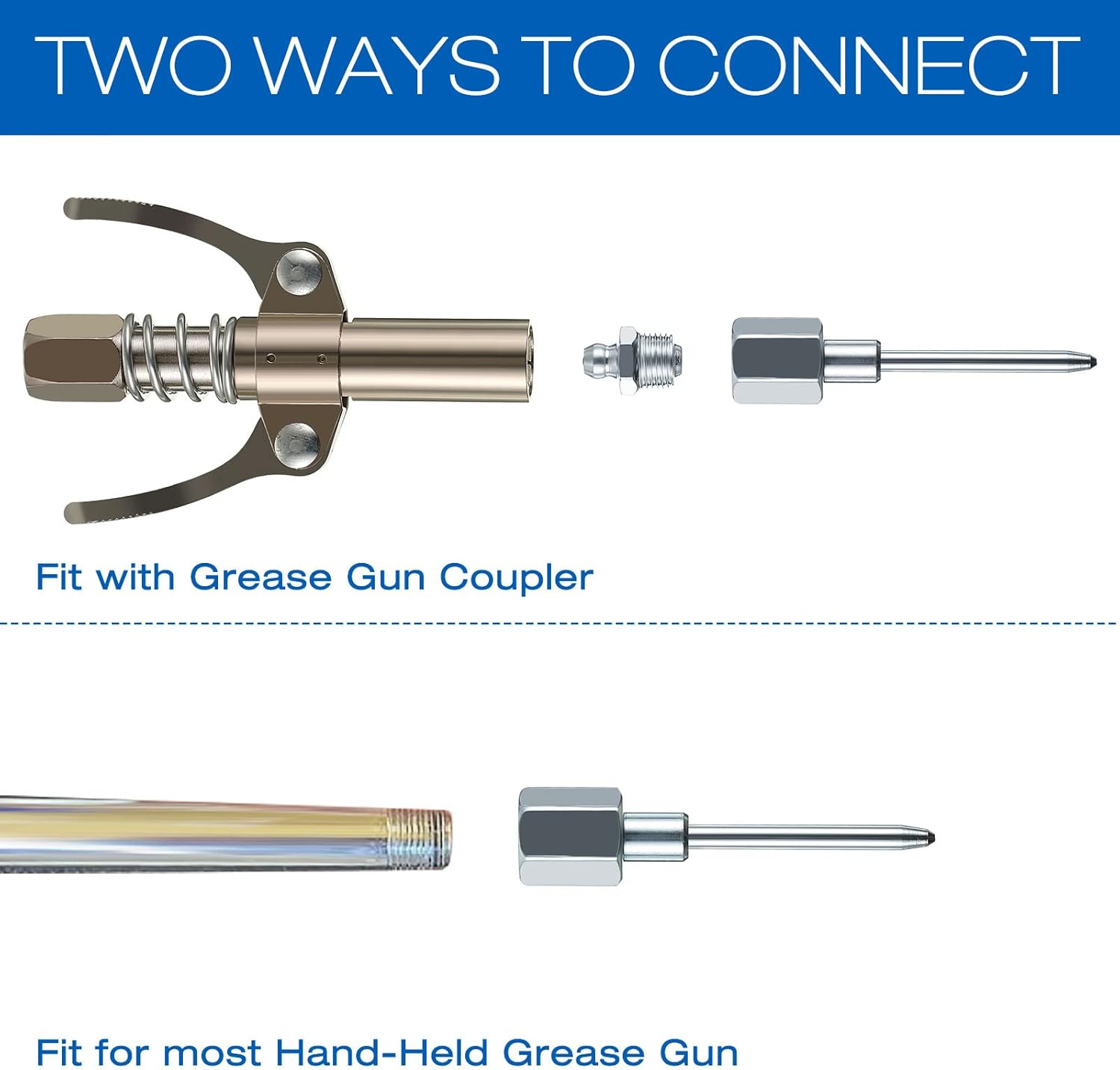 2 Pack Grease Needle Nozzle, Needle Nose Grease Dispenser, Grease Gun Fittings and Gun Tips, Narrow Needle Greaser Adapter with 1/8 Inch NPT Threads image number 5