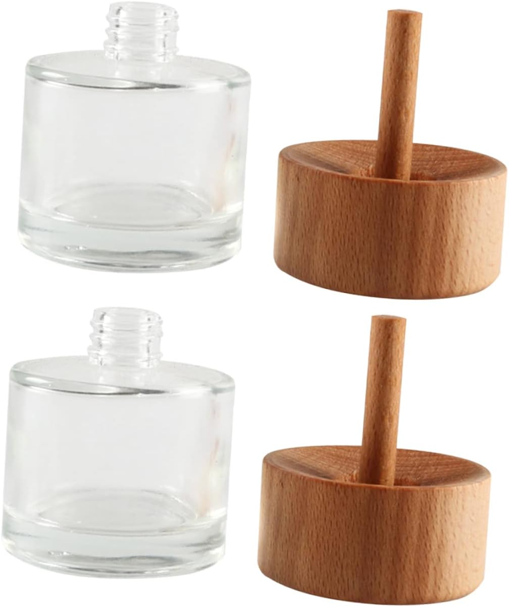 2Pcs Clear Glass Diffuser Bottles Stylish Aromatherapy for Home Decor for Essential Oils Travel-Friendly Design for Living Room Bathroom And image number 2