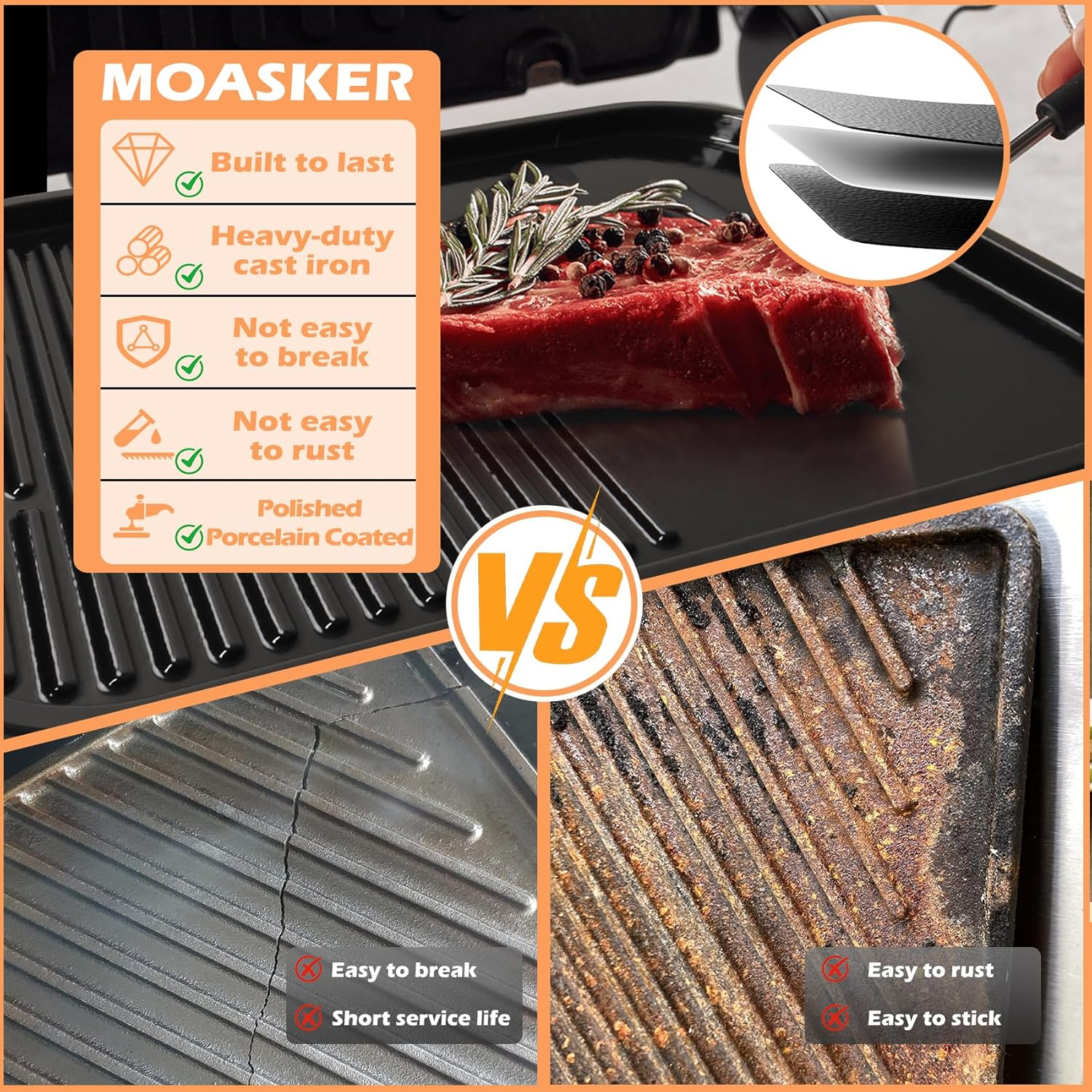 MOASKER Griddle Plate for Ninja XL OG951 OG850 OG952 Grill Accessories image number 3