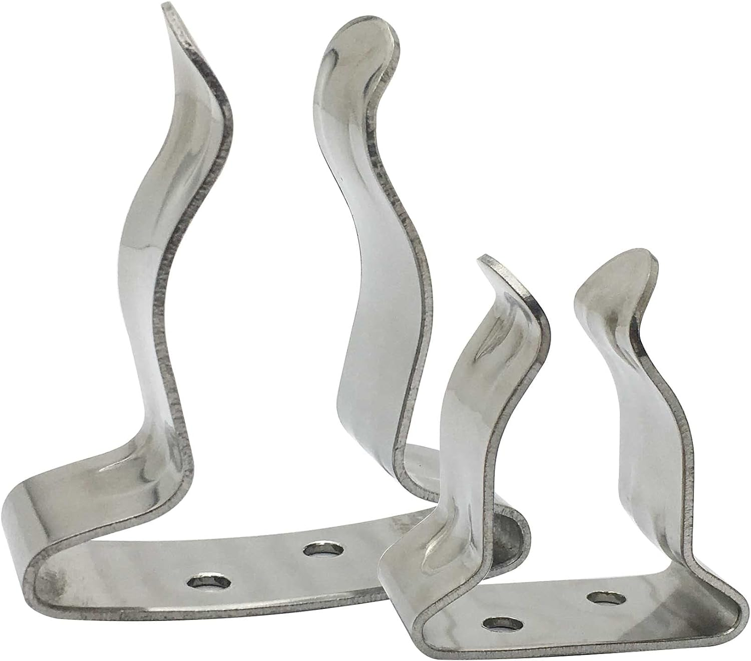 Spring Clips Hook Spring Clamp Tool Holder -Marine Grade Stainless Steel, for Boat Hook, Boat Pole, Gaff, Fishing Rod, Oar, Paddle, Brooms, Mop Handle, Tubes in Place -Pack of 2 (Small) image number 2