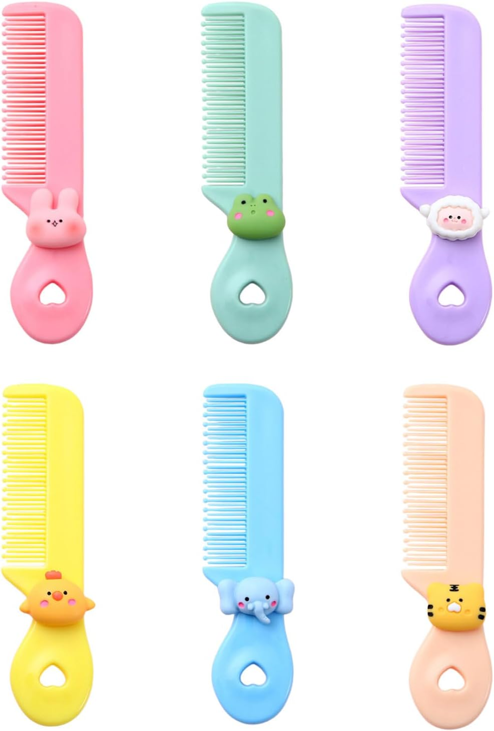 6Pcs Hair Comb, Newborn Baby Hair Brush Set, Cartoon Portable Bangs Wide Tooth Comb, Suitable for Wet Dry Curly Hair of Girls and Boys, Animal Shapes image number 1