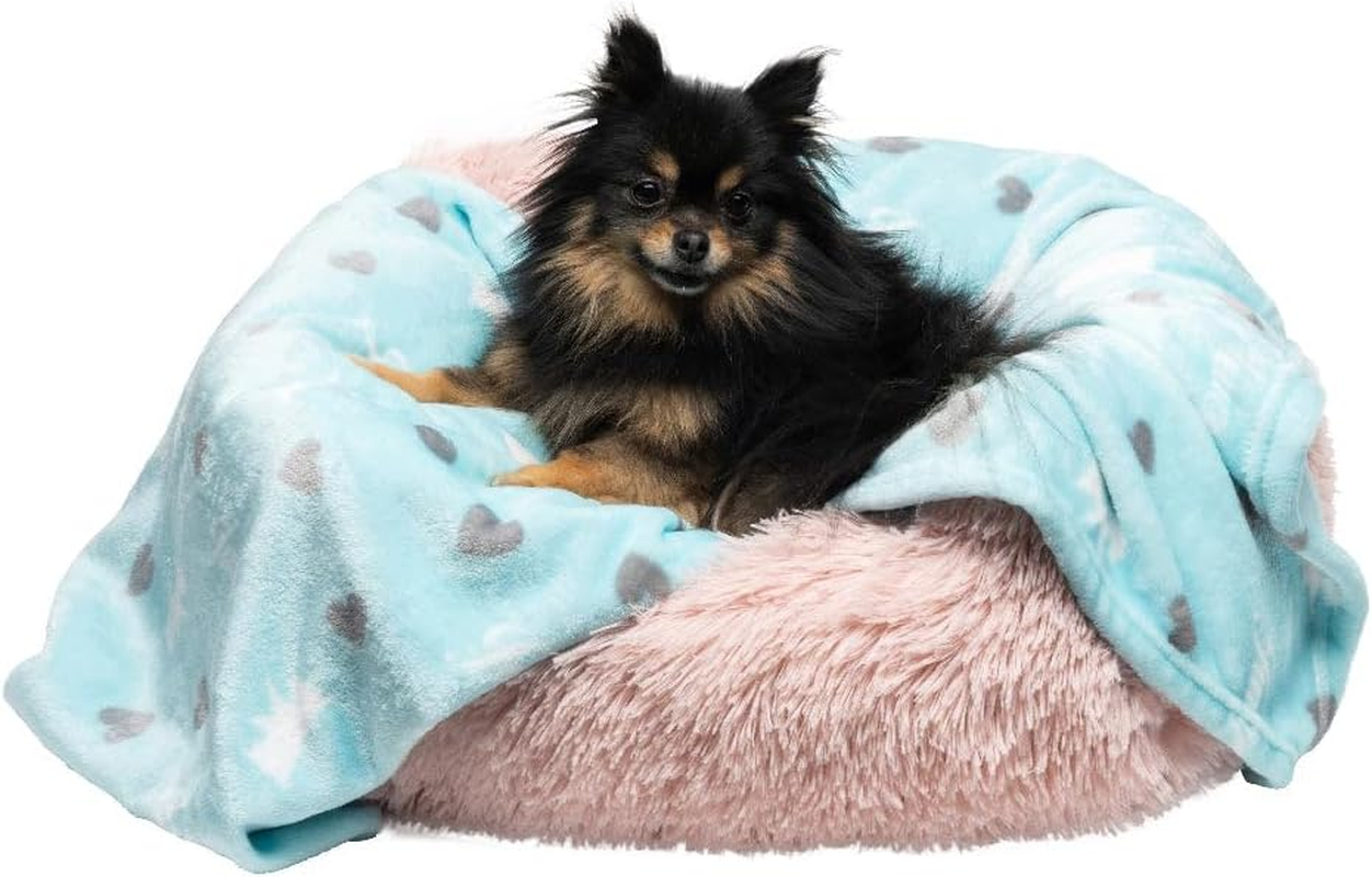 Juicy Couture Navy/Turquoise Blue Stripe Dog Blanket &ndash; Plush Puppy Blanket Throw, Printed, Breathable, Lightweight, Machine Washable, Cat Blanket for Small Medium & Large Pets