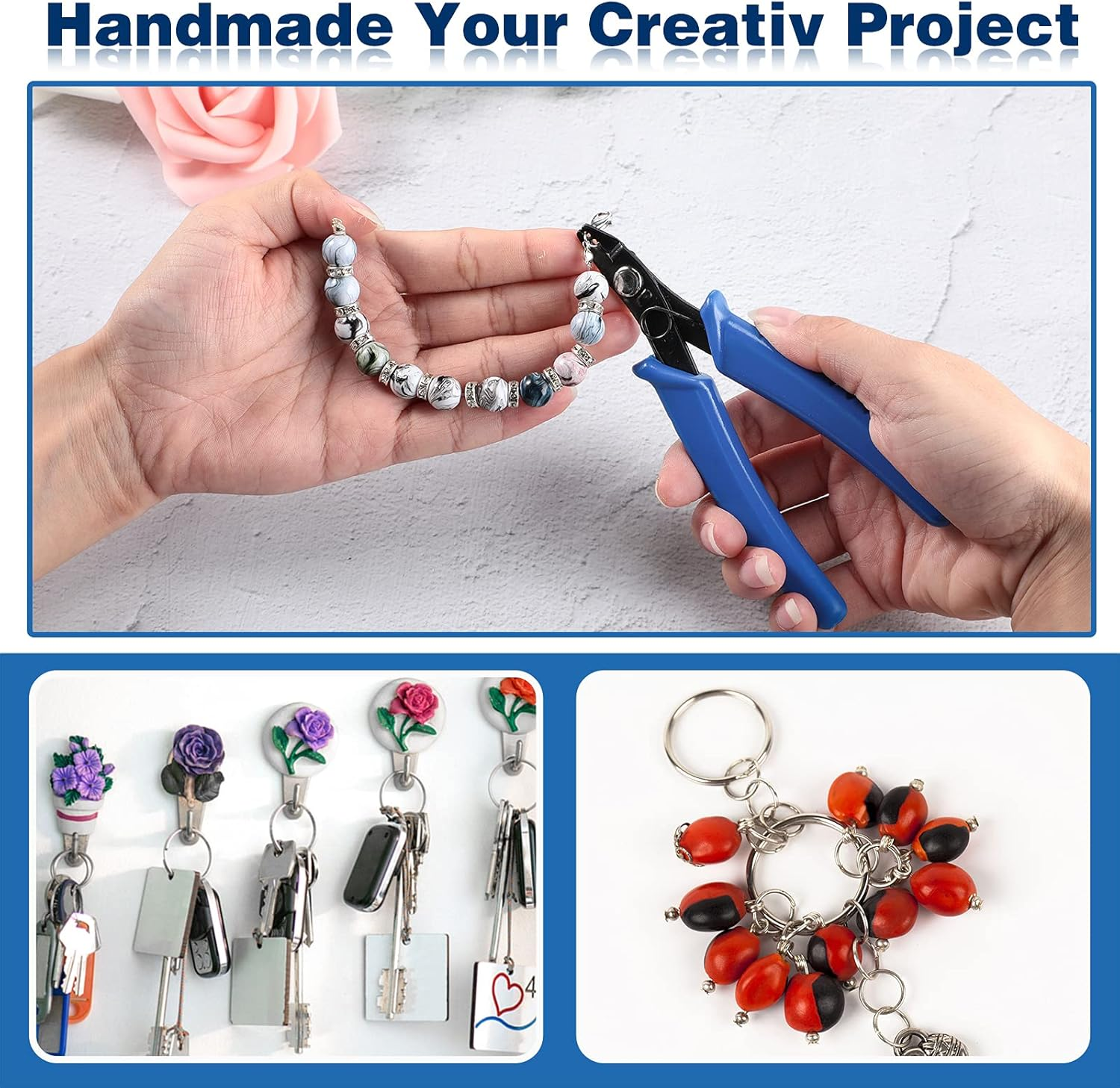 2 Pieces Jewelry Pliers Tool Set Includes Split Ring Pliers, Jewelry Bead Crimping Pliers for Jewelry Beading Repair Making Tools Supplies image number 3